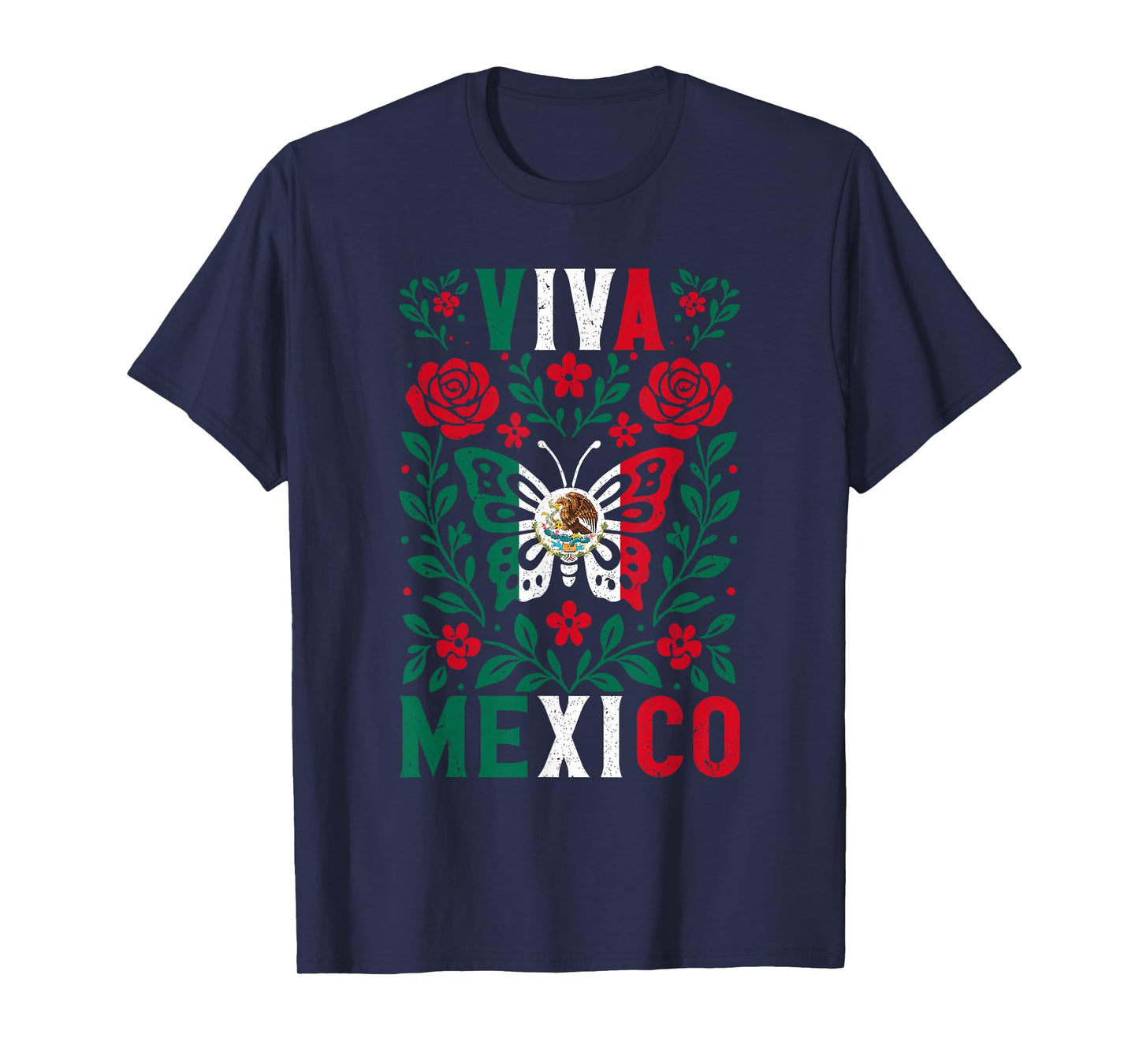 Viva Mexico Butterfly Independence Day Mexican Flag Wings T-Shirt