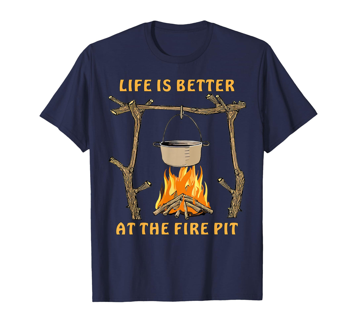 Survival Cooking Campfire Natural Fire Pit Bushcrafter T-Shirt