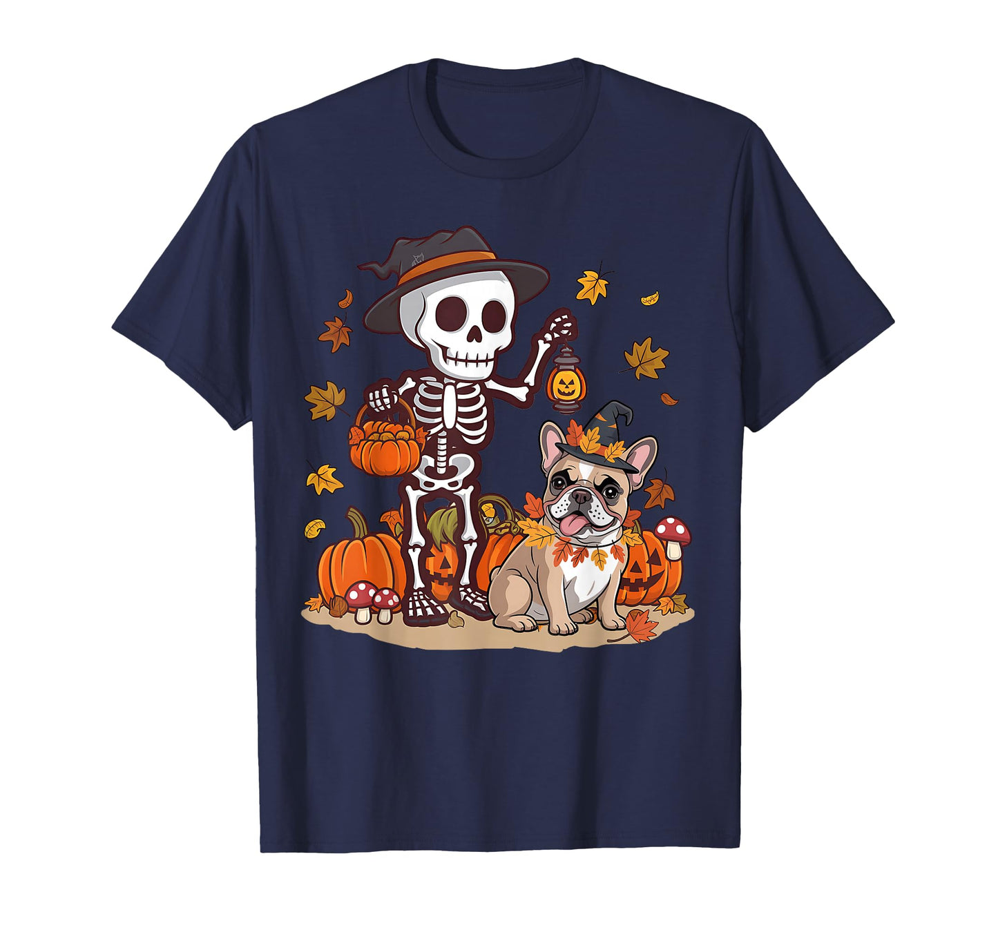 Funny French Bulldog Skeleton Spooky Dog Lover Halloween T-Shirt