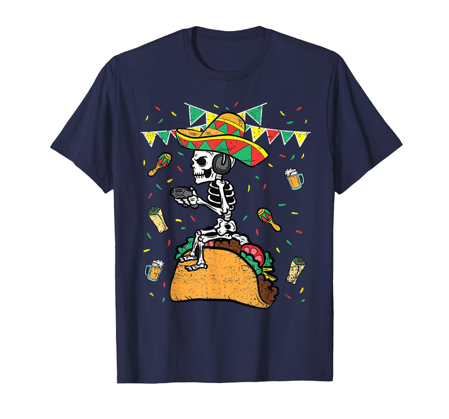 Skeleton Gamer Cinco De Mayo Gaming Taco Mexican Fiesta T-Shirt