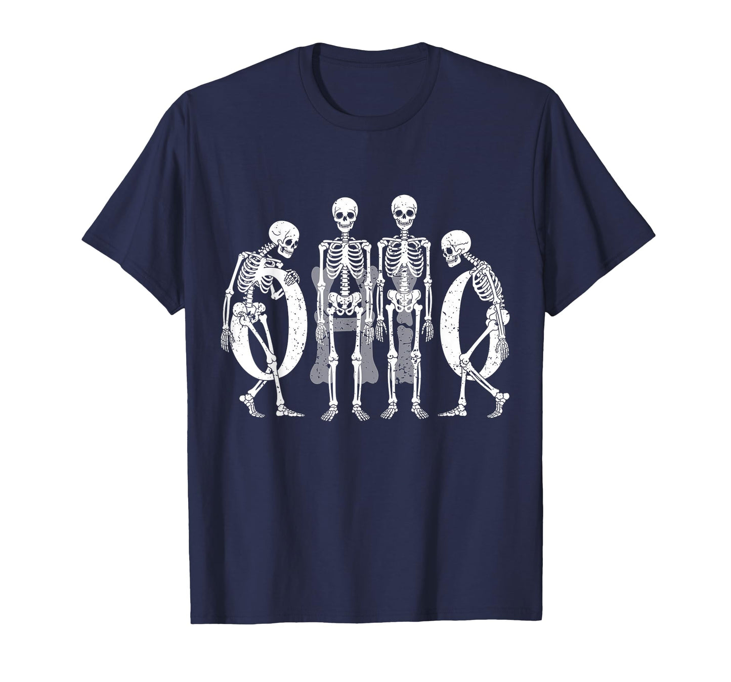 Funny O-H-I-O State Skeleton Ohio Halloween Vintage Tee T-Shirt