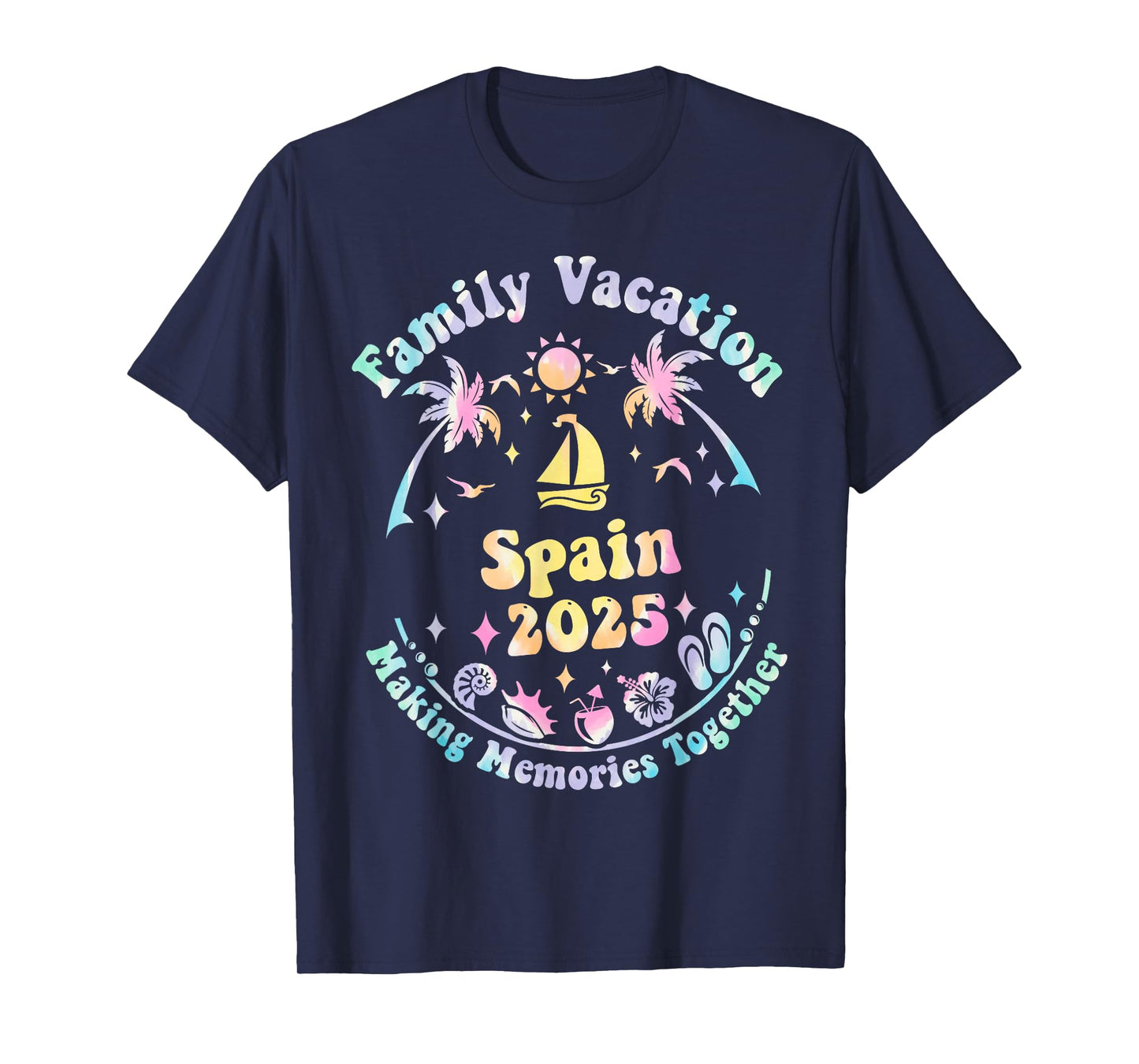 Family Vacation Spain 2025 Matching Summer Trip Groovy T-Shirt