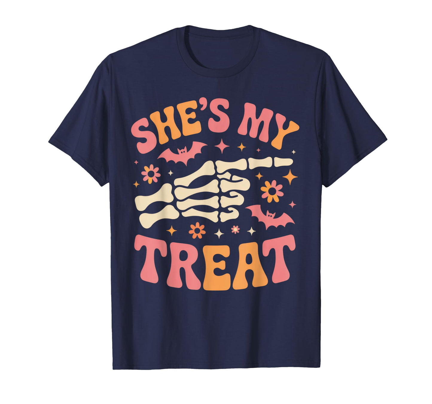 She's My Treat Cute Halloween Couple Shirt with Skeleton T-Shirt