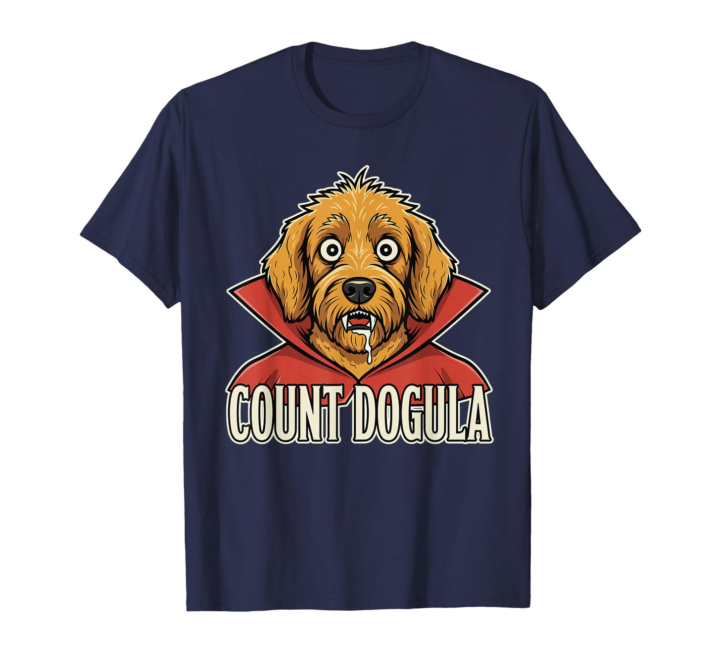 Count Dogula Funny Dog Spooky Party Halloween Goldendoodle T-Shirt