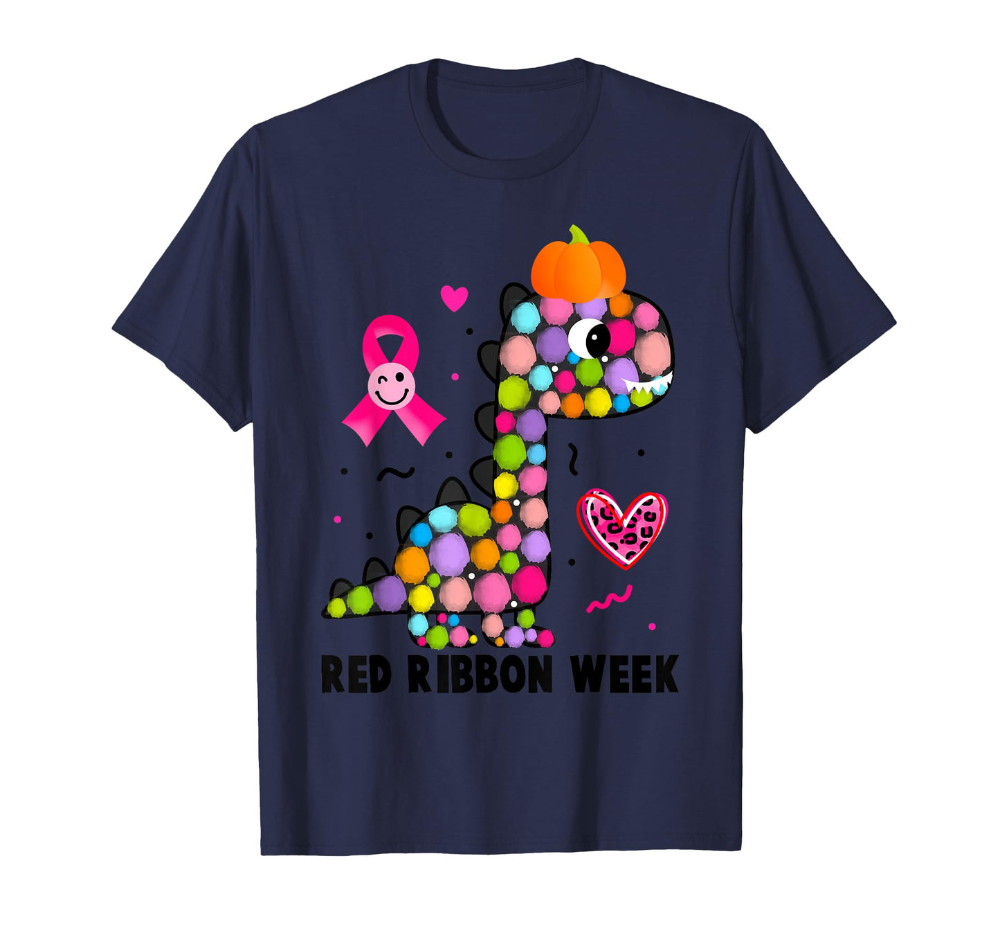 We Wear Red Ribbon Week Awareness Cute Dino Red Ribbon Week T-Shirt