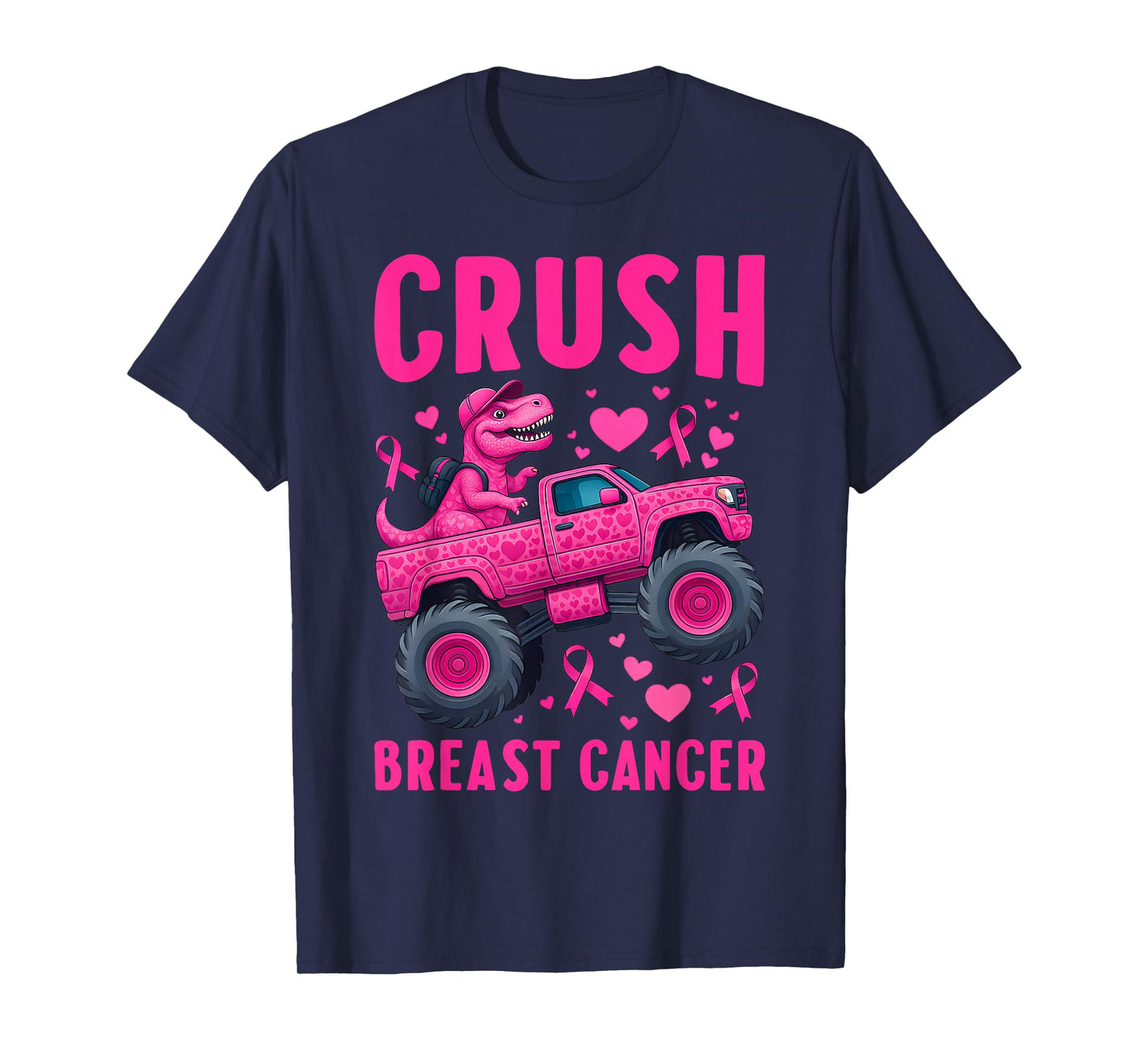 Crush Breast Cancer Awareness Monster Truck Toddler Boy Kids T-Shirt