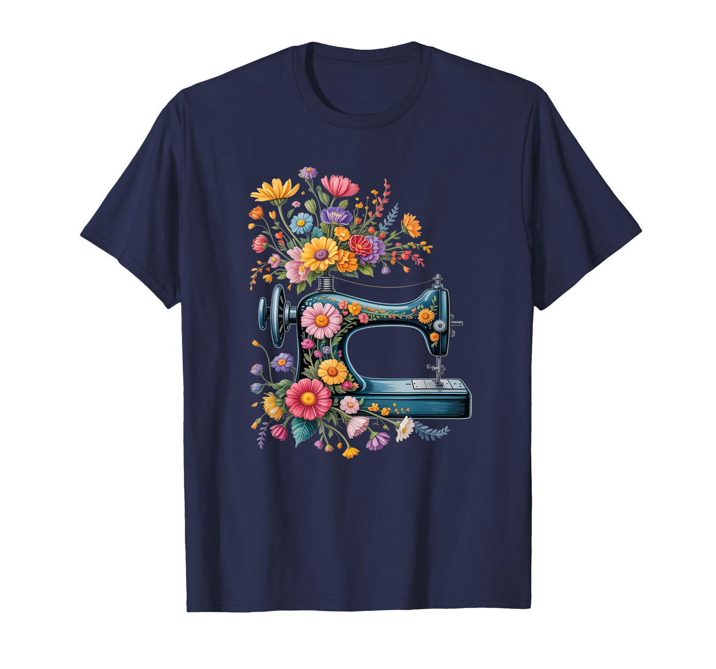 Vintage Sewing Machine with Floral Bloom Quilters Crafters T-Shirt