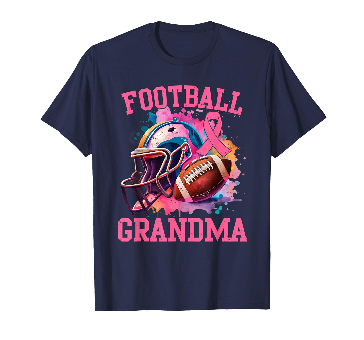 in October We Wear Pink Football Grandma Breast Cancer T-Shirt