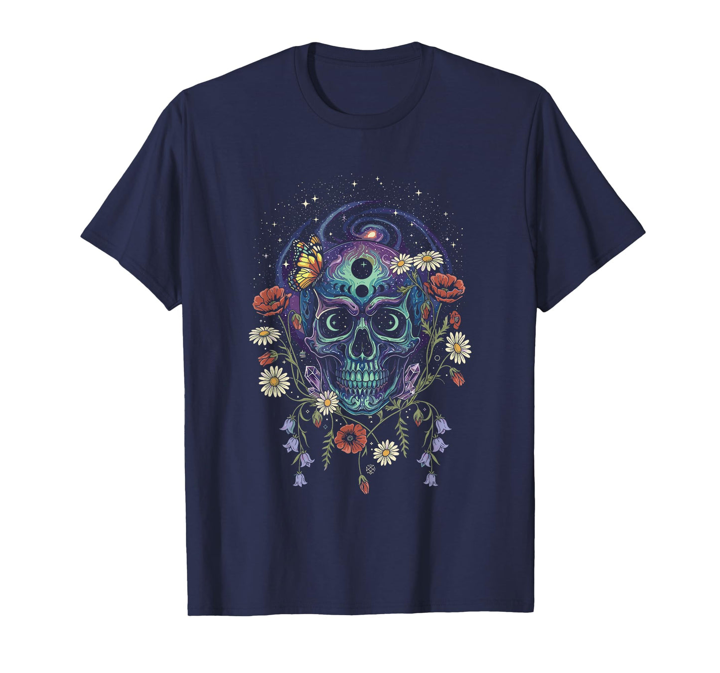 Spooky Galaxy Skeleton Skull Halloween Costume T-Shirt
