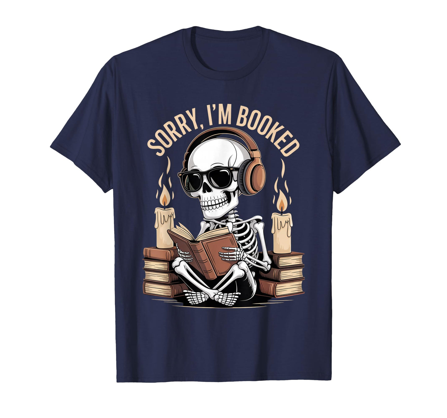 Sorry I'm Booked Funny Halloween Skeleton Reading T-Shirt