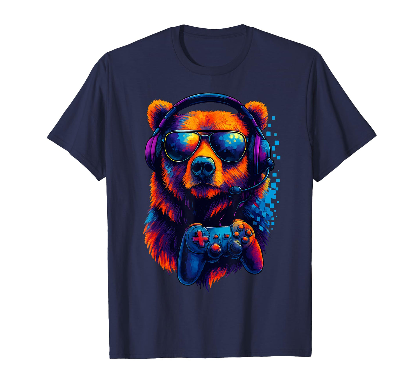 Gaming Bear with Headset and Controller Colorful Gamer Bear T-Shirt