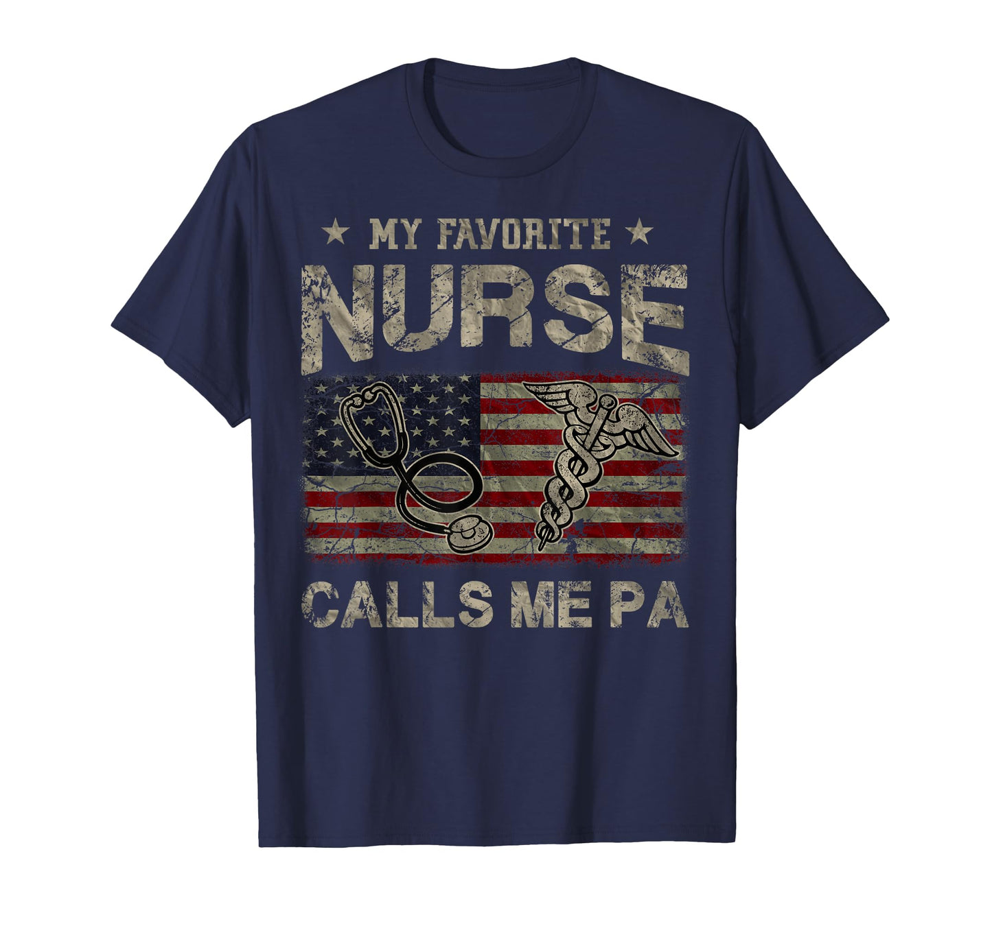 My Favorite Nurse Calls Me Pa American Flag Vintage Women Men T-Shirt