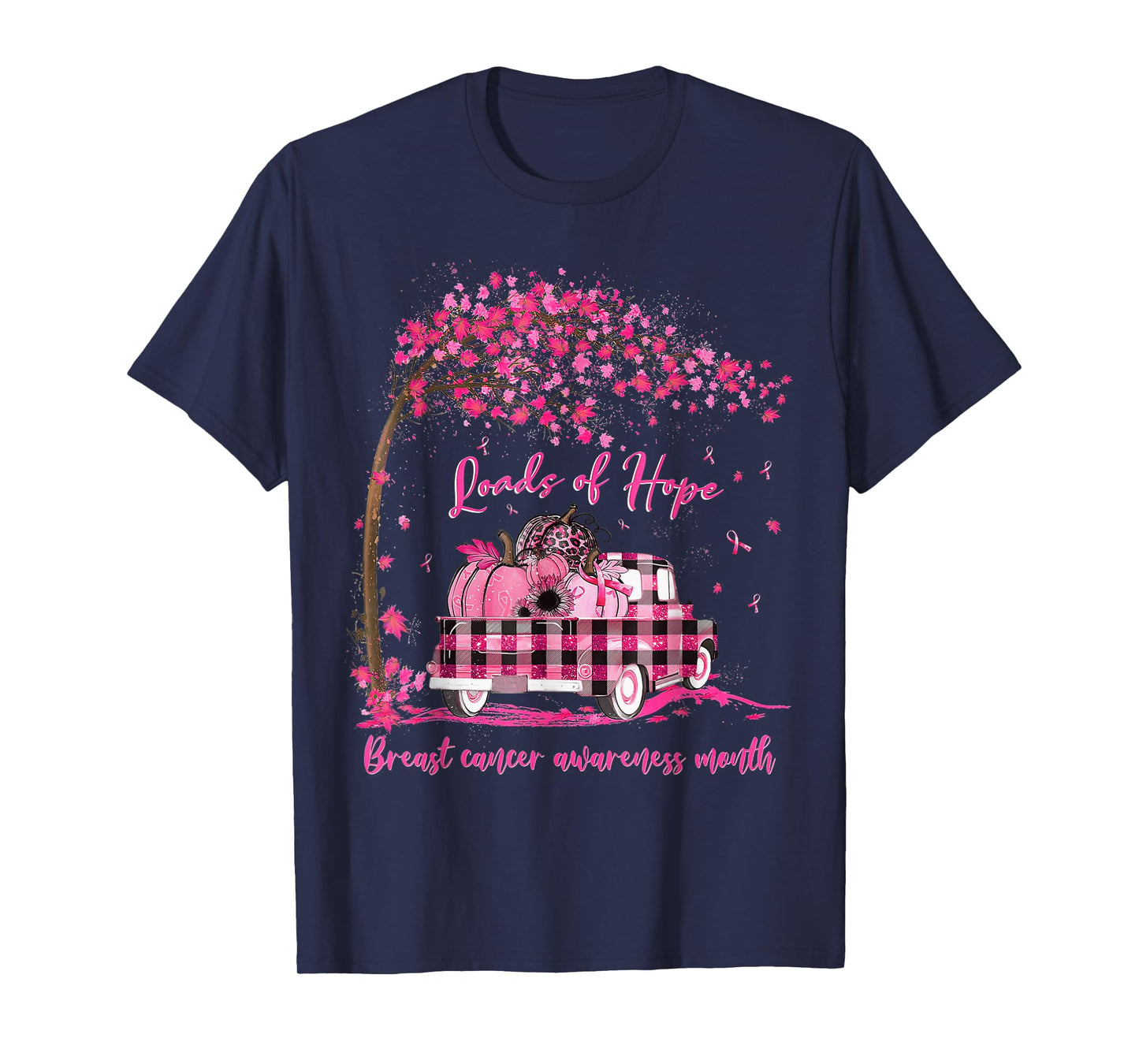 Pink Truck Pumpkin October Breast Cancer Awareness Month T-Shirt
