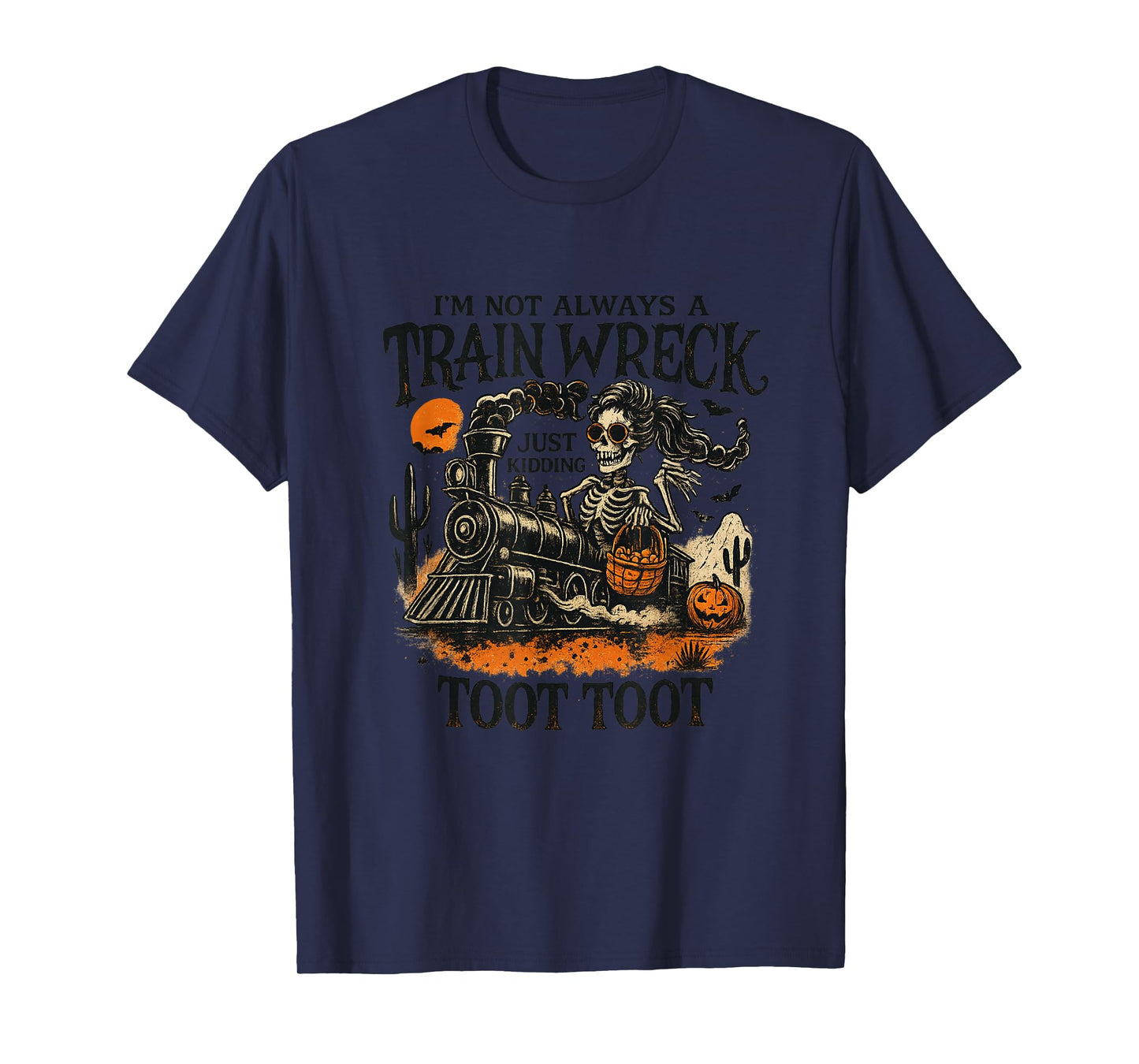Train Wreck Skeleton Halloween Humor Perfect for Parties T-Shirt