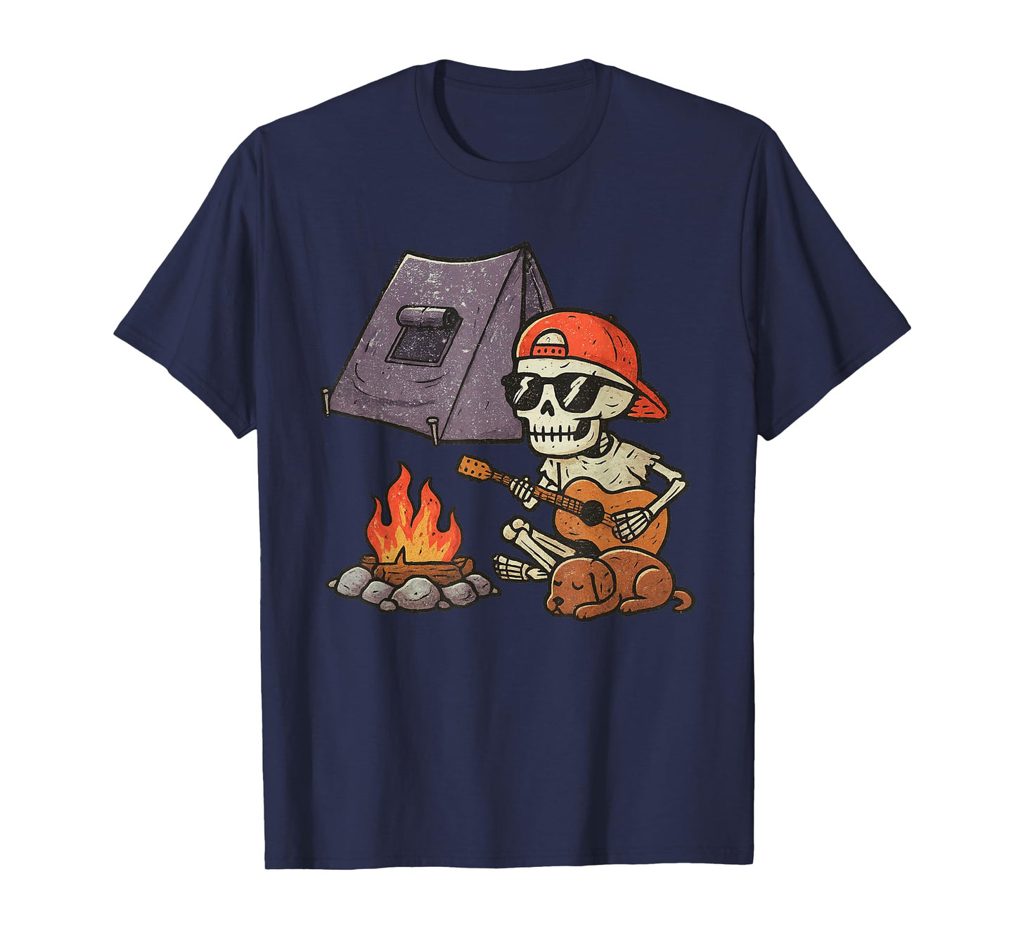 Vintage Halloween Skeleton Camping Funny Spooky Costume T-Shirt