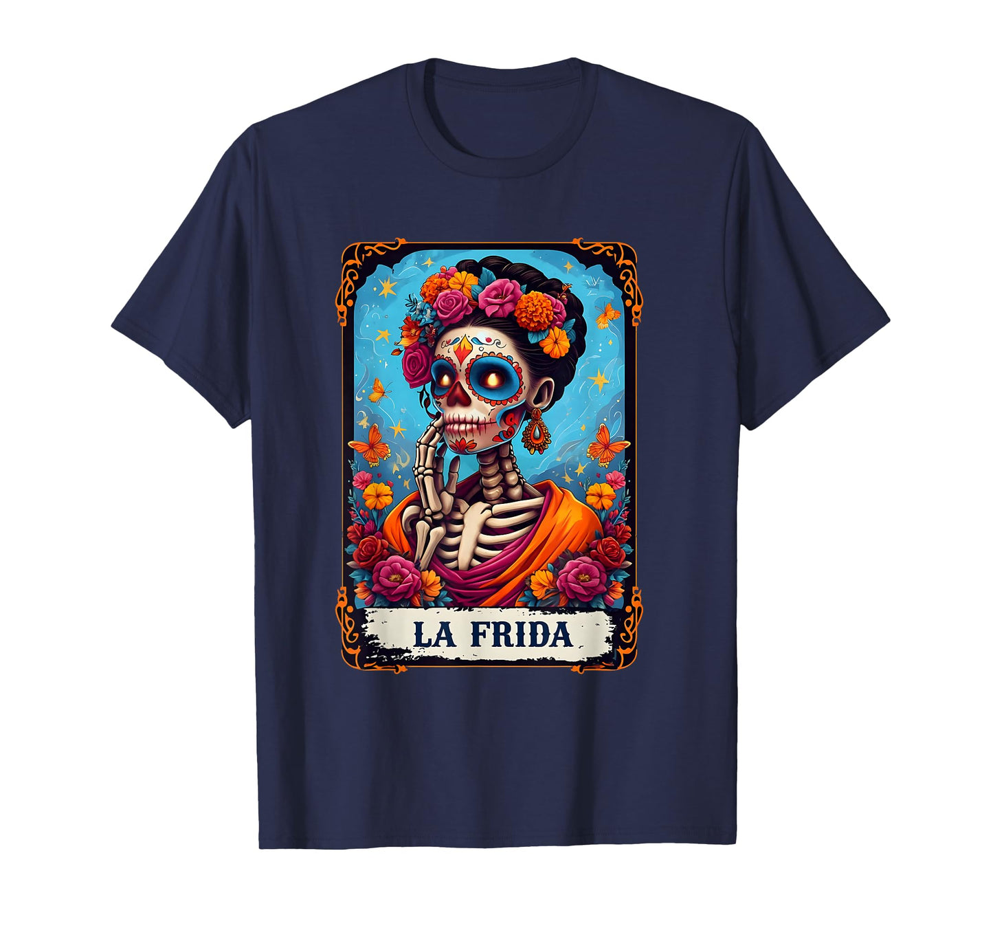 La Frida Tarot Card Day of The Dead Skeleton Sugar Skull T-Shirt