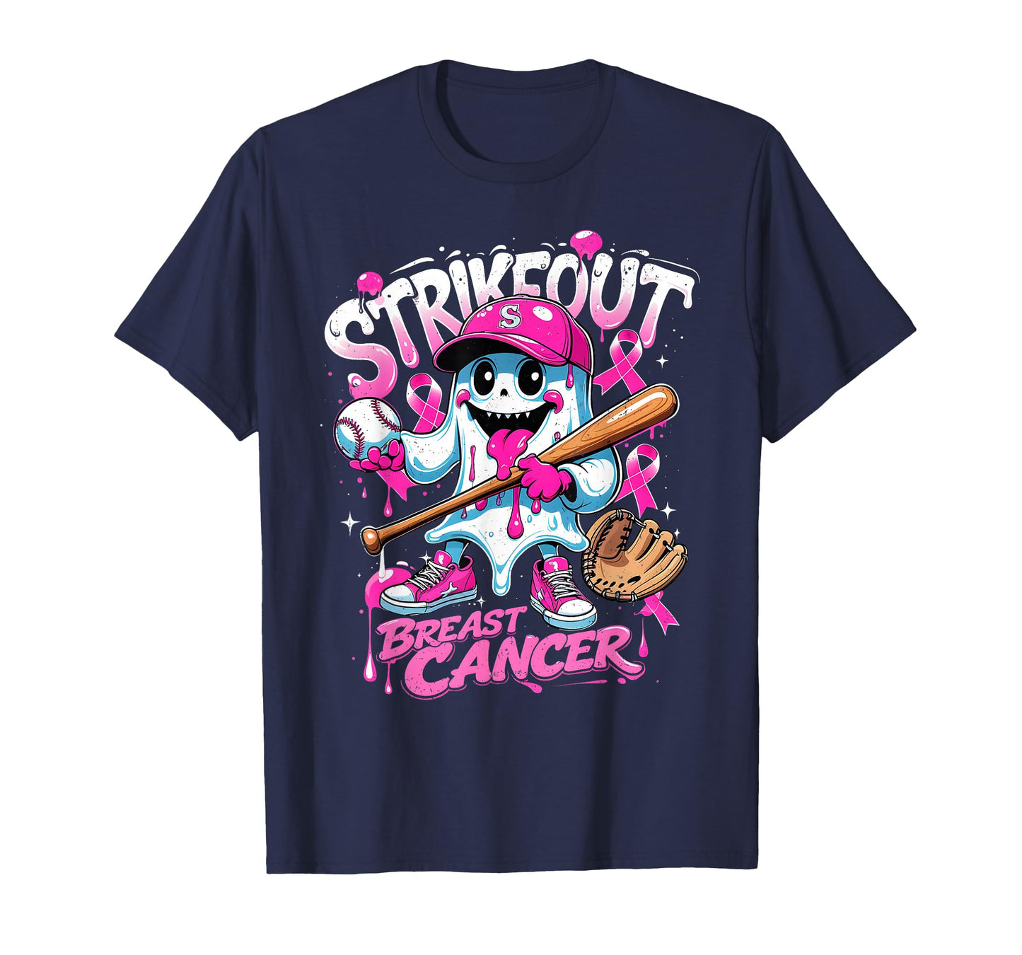 Breast Cancer Baseball Awareness Pink Ribbon Support Squad T-Shirt