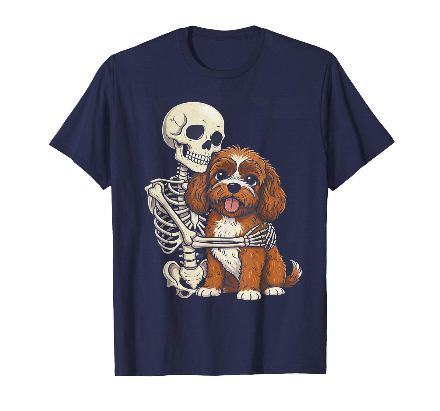 Skeleton Hugging Cavapoo Cockapoo Halloween Lover Mom Dad T-Shirt