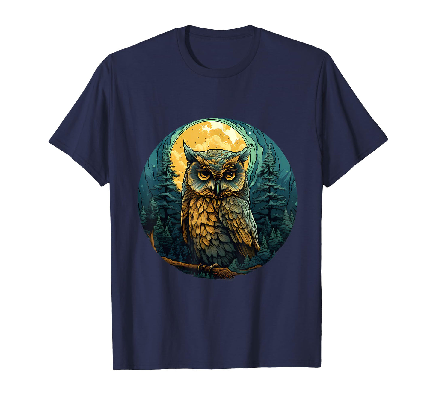 Owl Artwork Animal Art Colourful Nature Wildlife Landscape T-Shirt