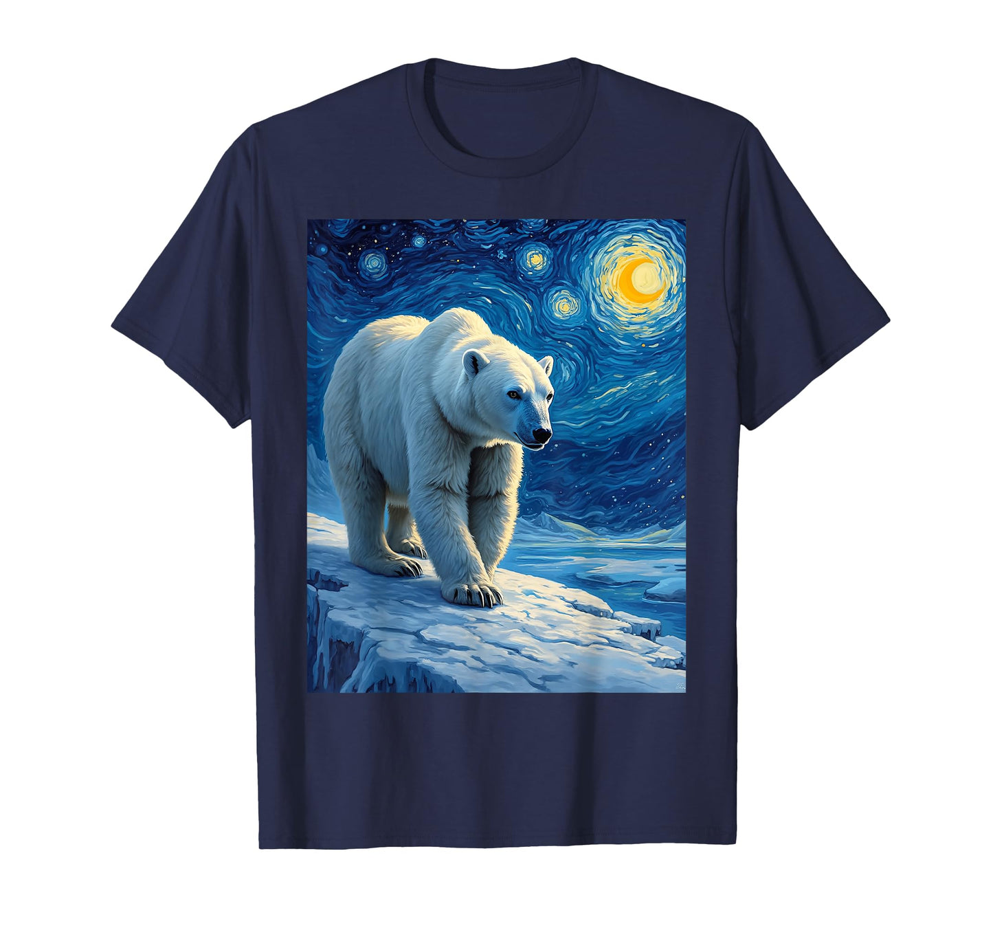 Van Gogh's Starry Night Polar Bear Ice Bear Animal Lovers T-Shirt