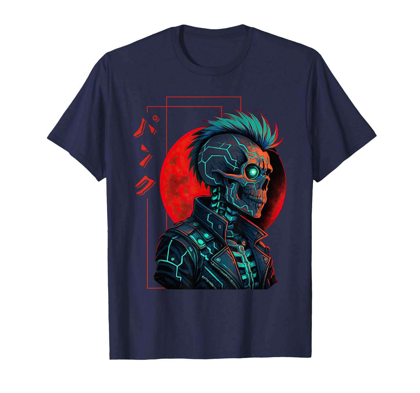 Cyber Skeleton Cyborg Japanese Retro Futurism Gamer T-Shirt