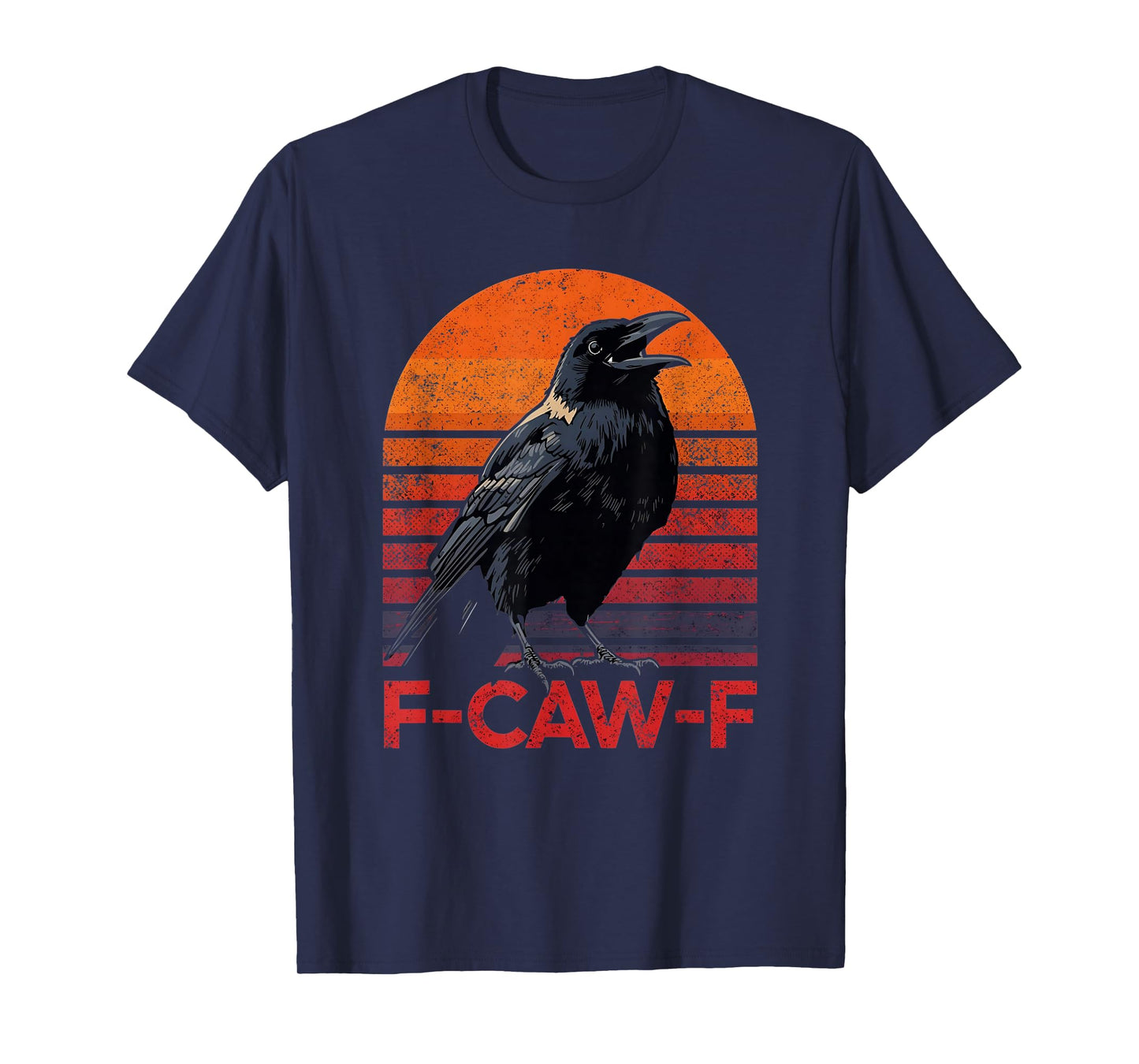 F-Caw-F Black Crow Black Bird Retro Sunset Vintage F-Caw-F T-Shirt