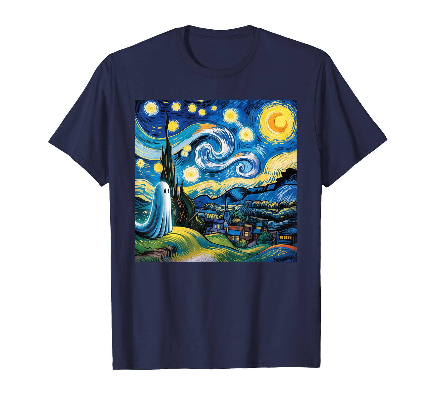 Funny Halloween Boo Sheet Ghost Starry Night Van Gogh Boys T-Shirt