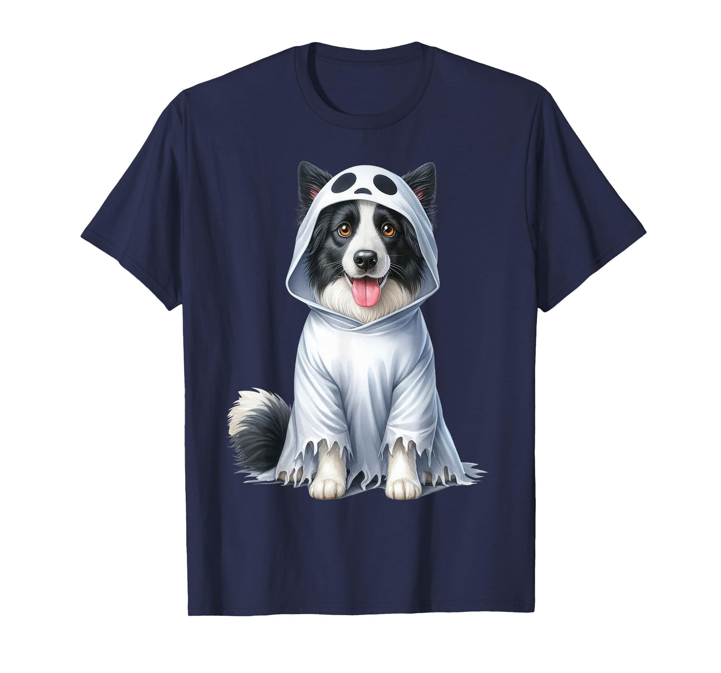 Funny Ghost Border Collie Dog Lover Halloween Costume Men Women T-Shirt