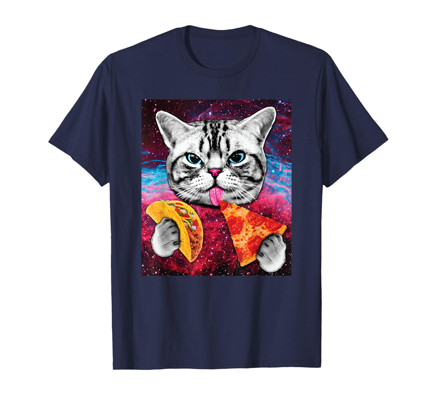 Taco Cat Funny Pizza and Tacos Space Tee T-Shirt