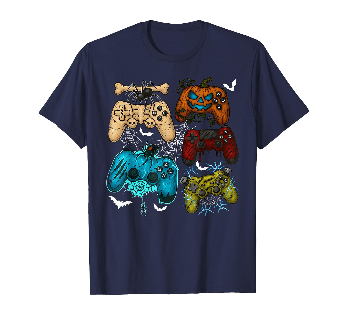 Halloween Skeleton Zombie Gaming Controllers Mummy Boys Kids T-Shirt