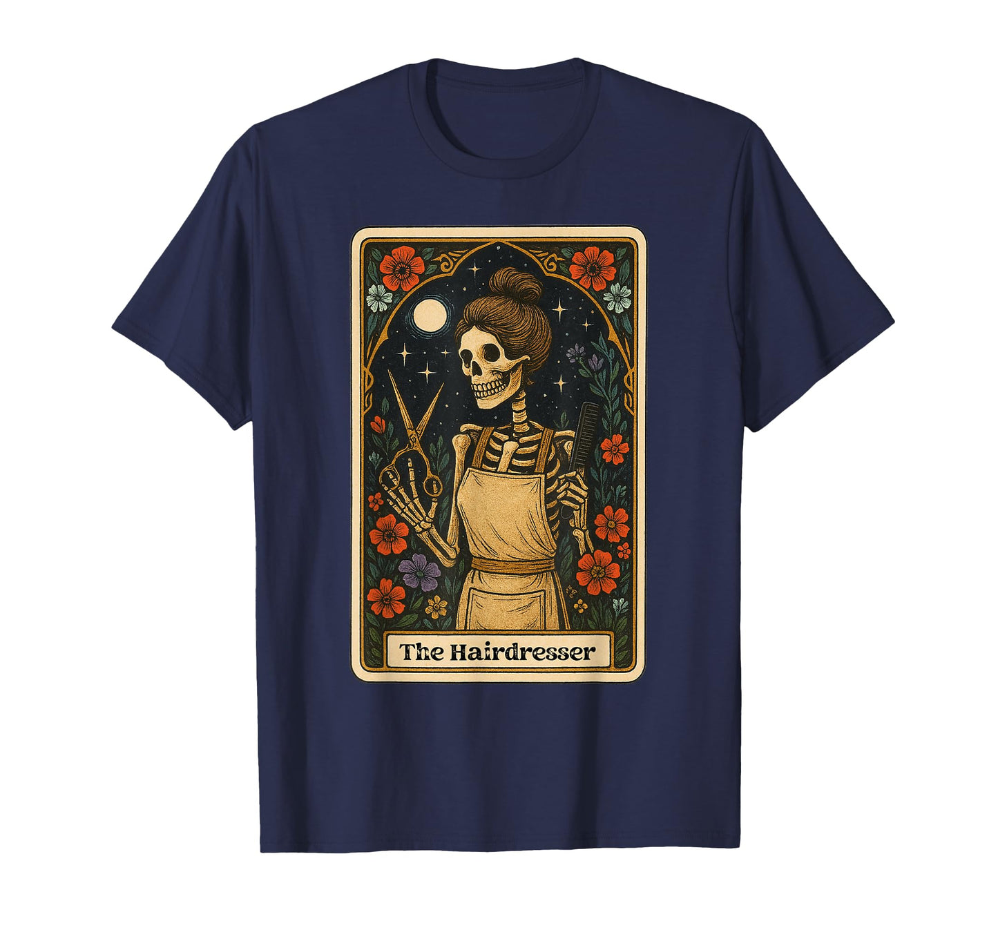 Hairdresser Tarot Card Hair Hustler Hairstylist Skeleton T-Shirt