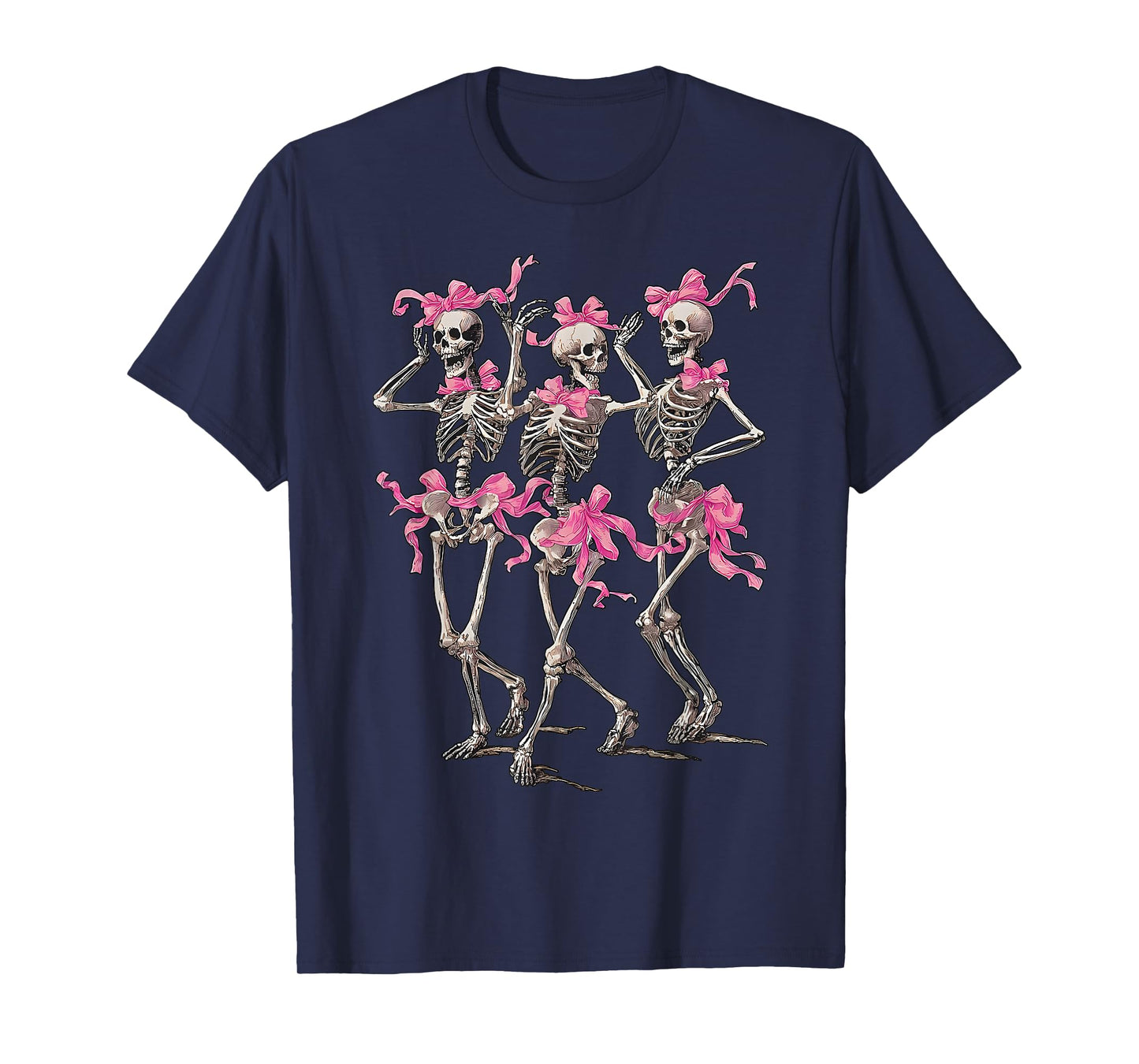 Dancing Skeleton Coquette Pink Bow Shirt Halloween Spooky T-Shirt