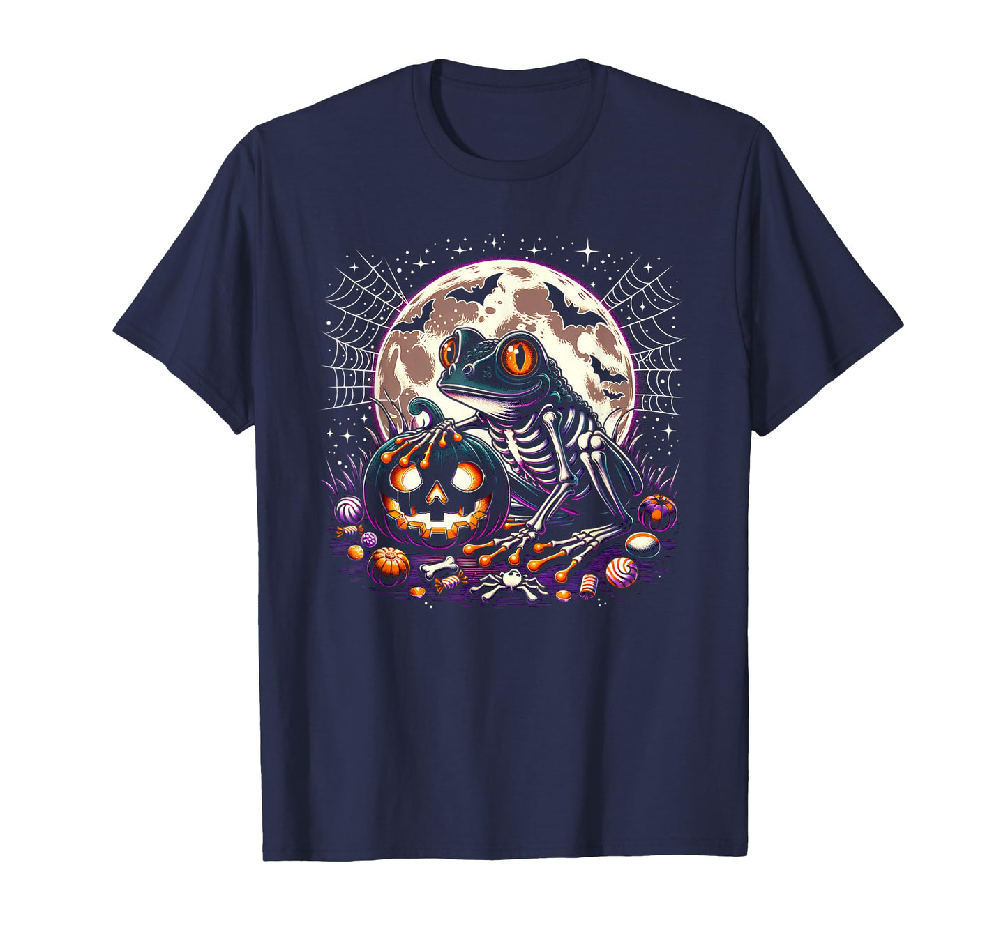 Halloween Frog Skeleton Spooky Pumpkin Jack o Lantern T-Shirt