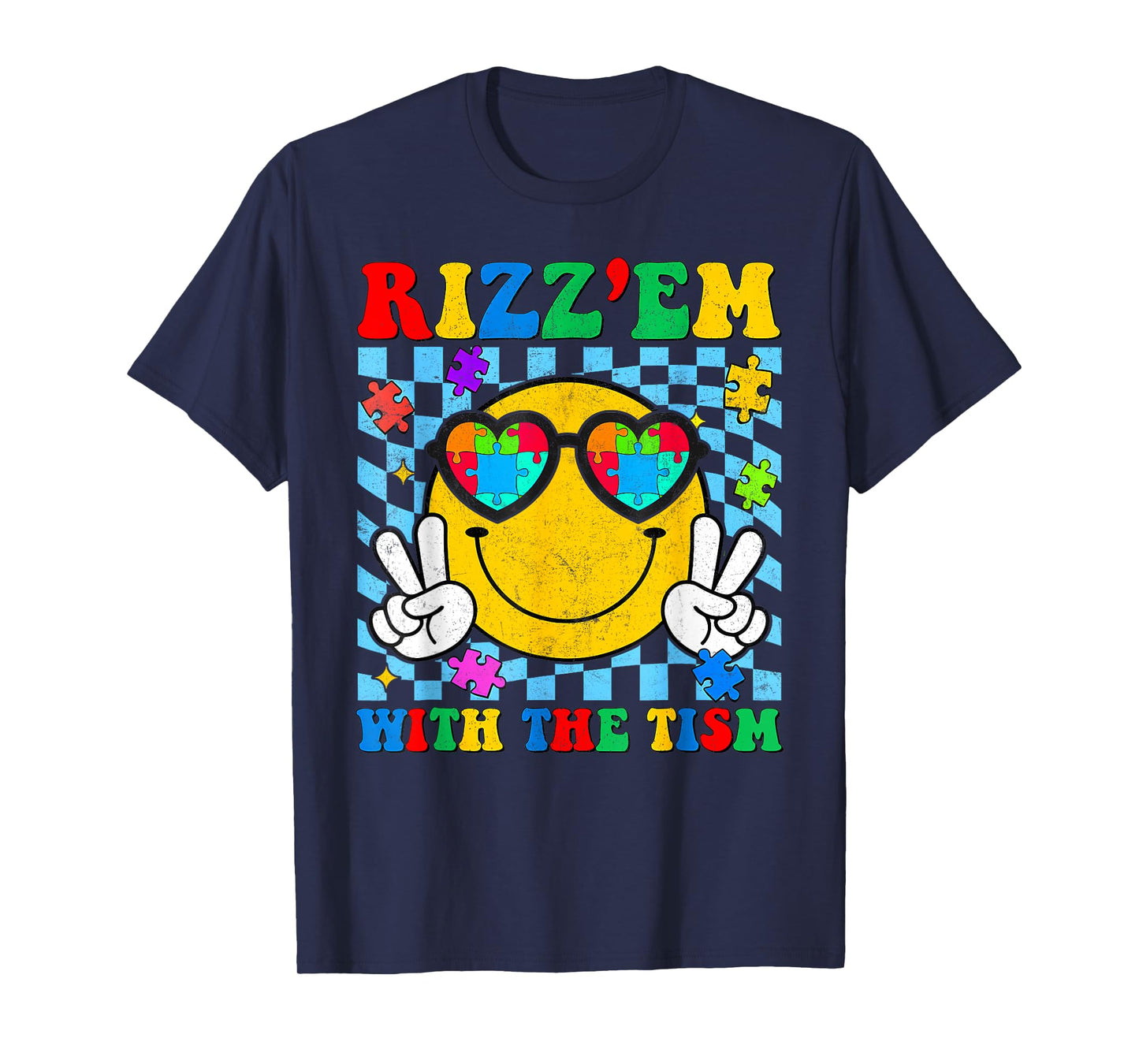Rizz Em With The Tism Smile Autism Awareness Boys Girls Kids T-Shirt