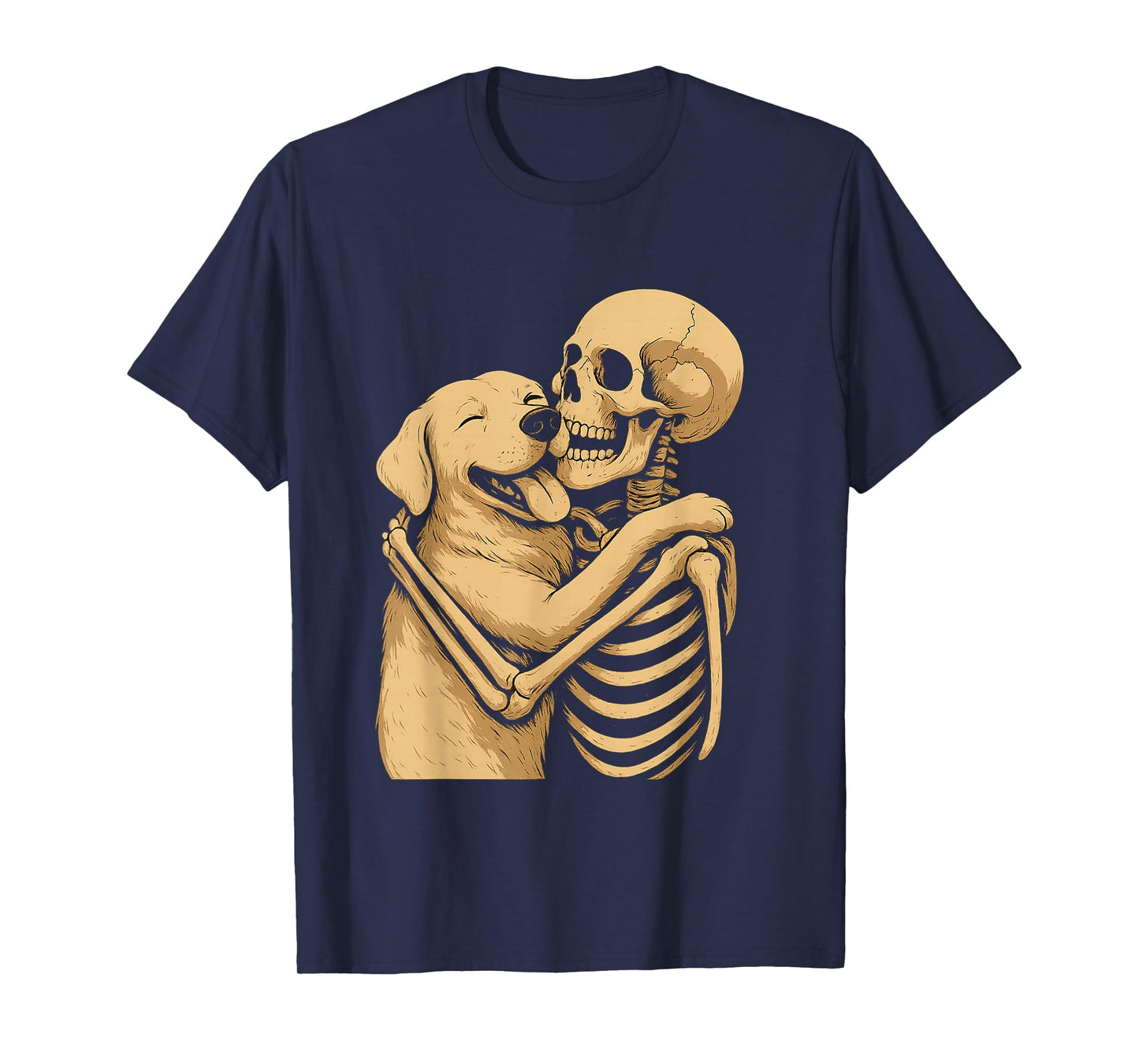 Skeleton Hugging Dog Halloween Dog Lover Dog Mom Dad T-Shirt