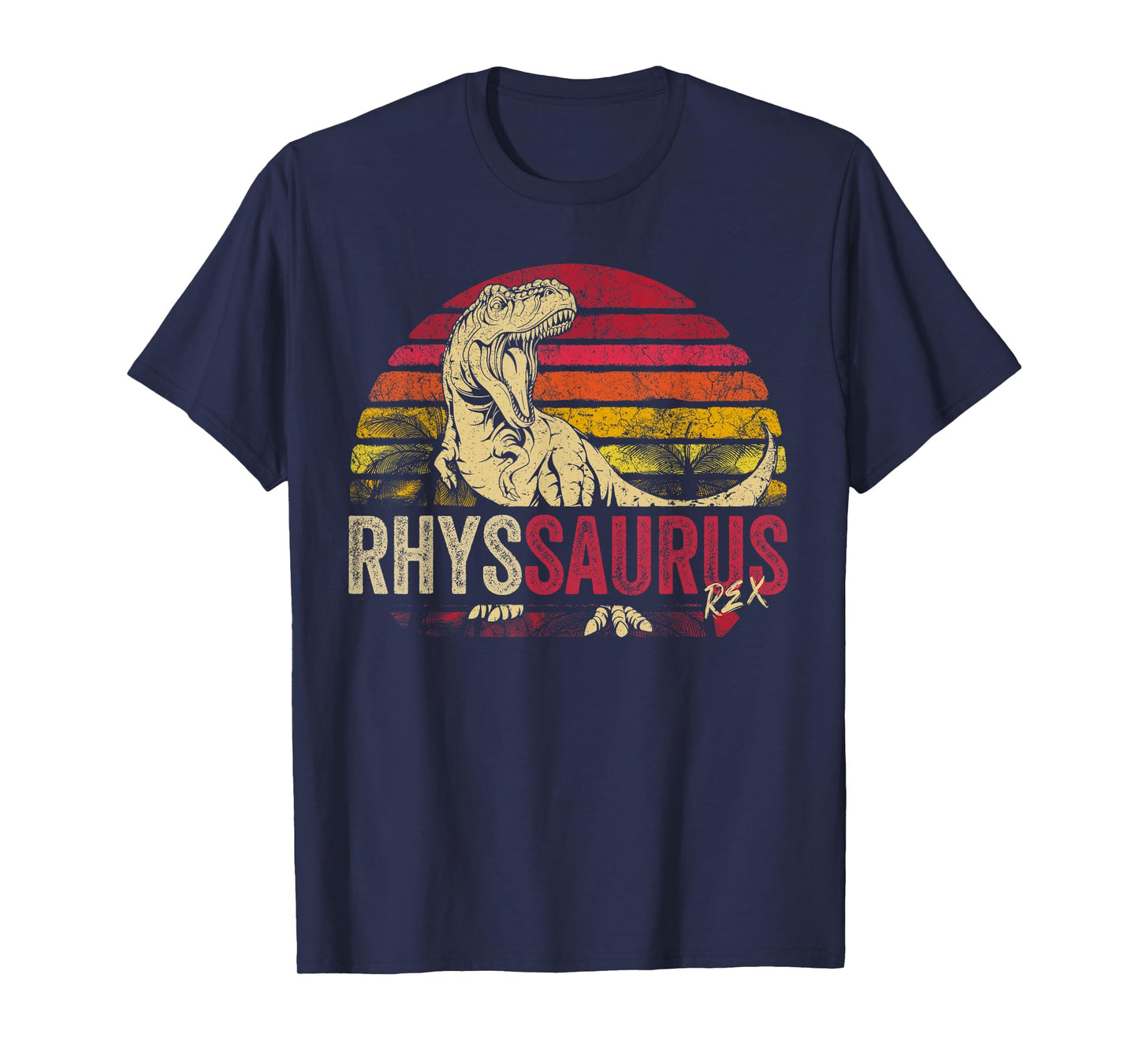 Rhys Saurus Funny Personalized Dinosaur T Rex Boys Name T-Shirt