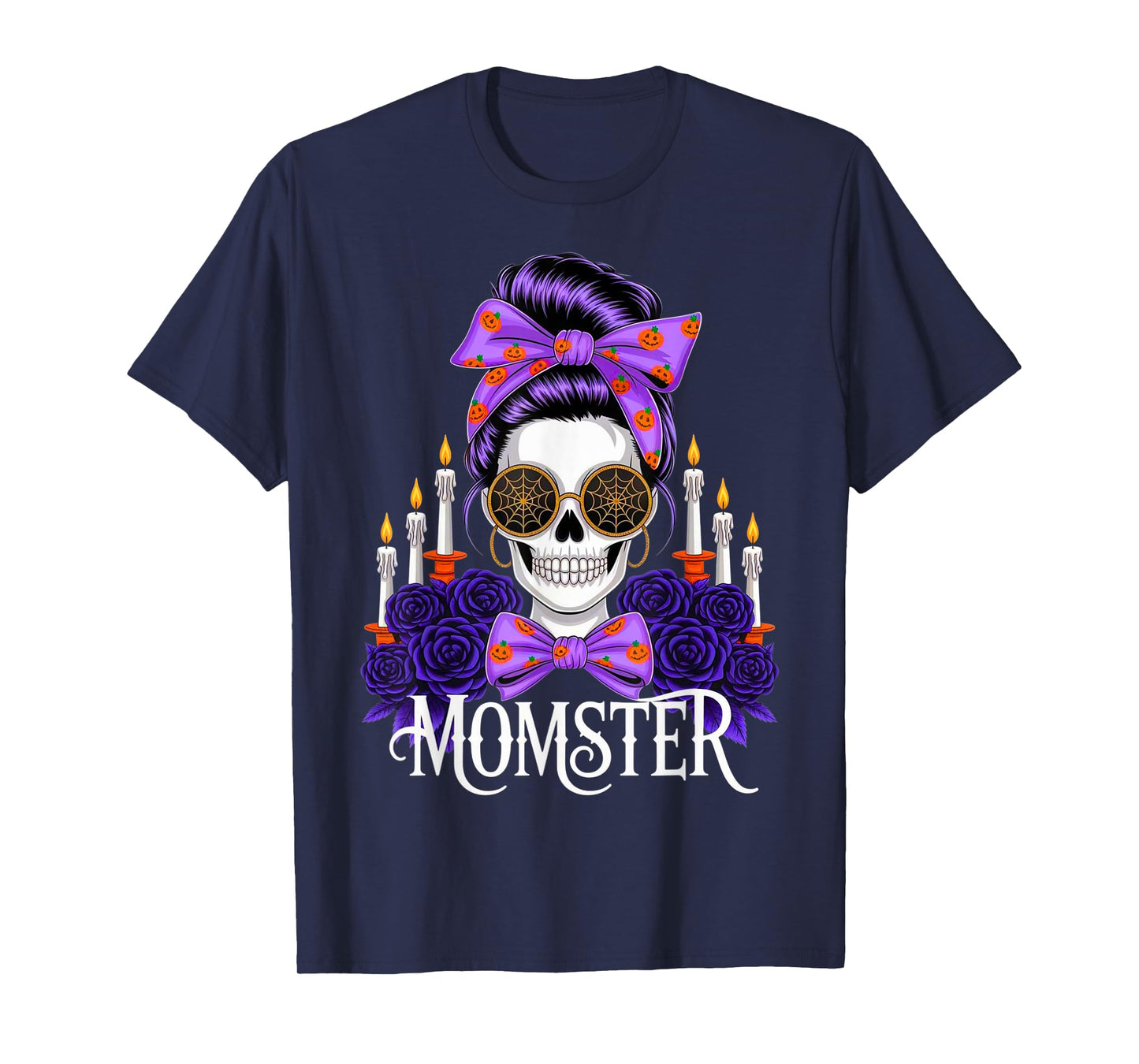 Momster Halloween Costume Skeleton Messy Bun Mother Coffee T-Shirt