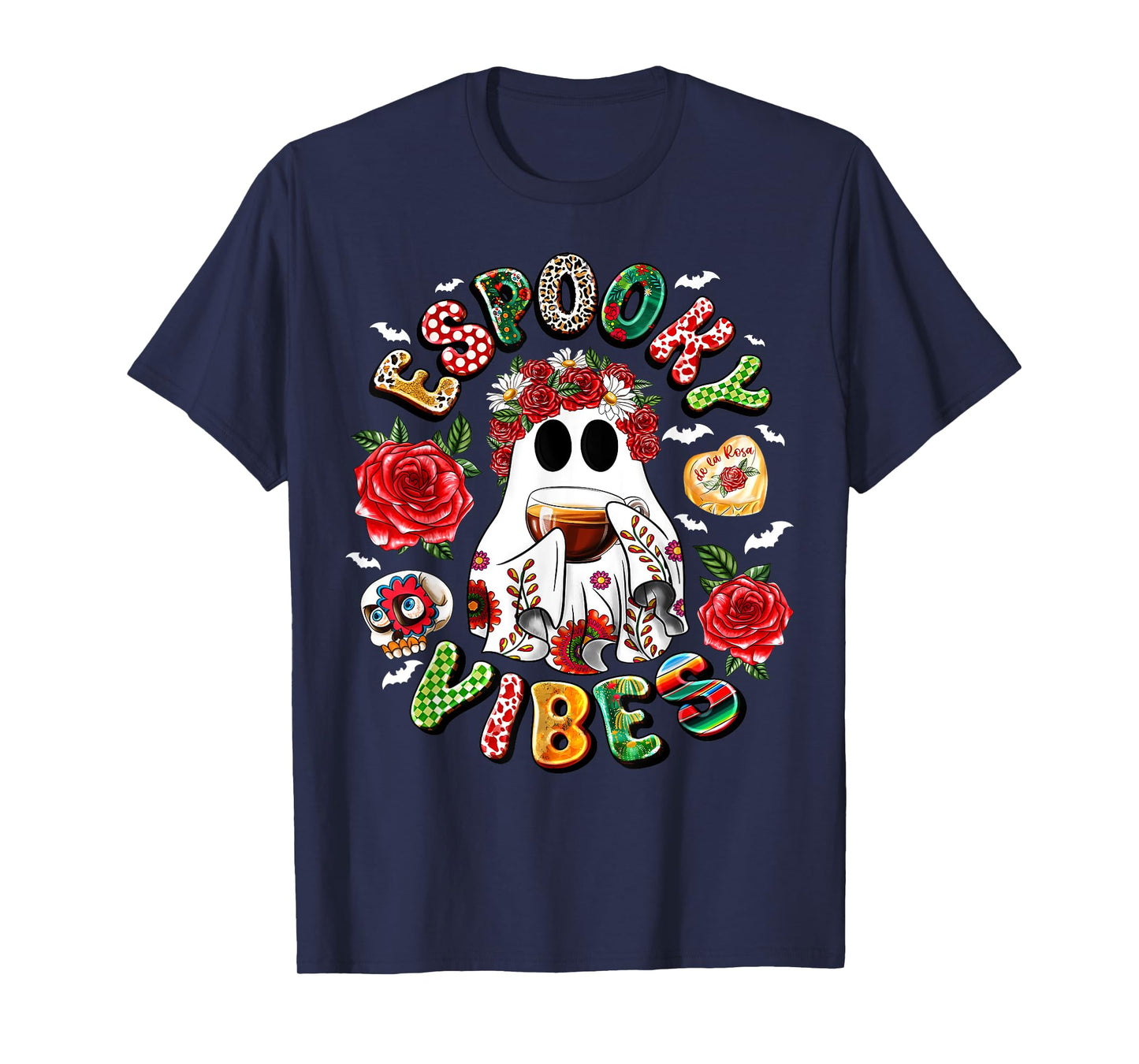 Mexican Ghost Espooky Vibes Pantasmas Conchas And Cucuys T-Shirt