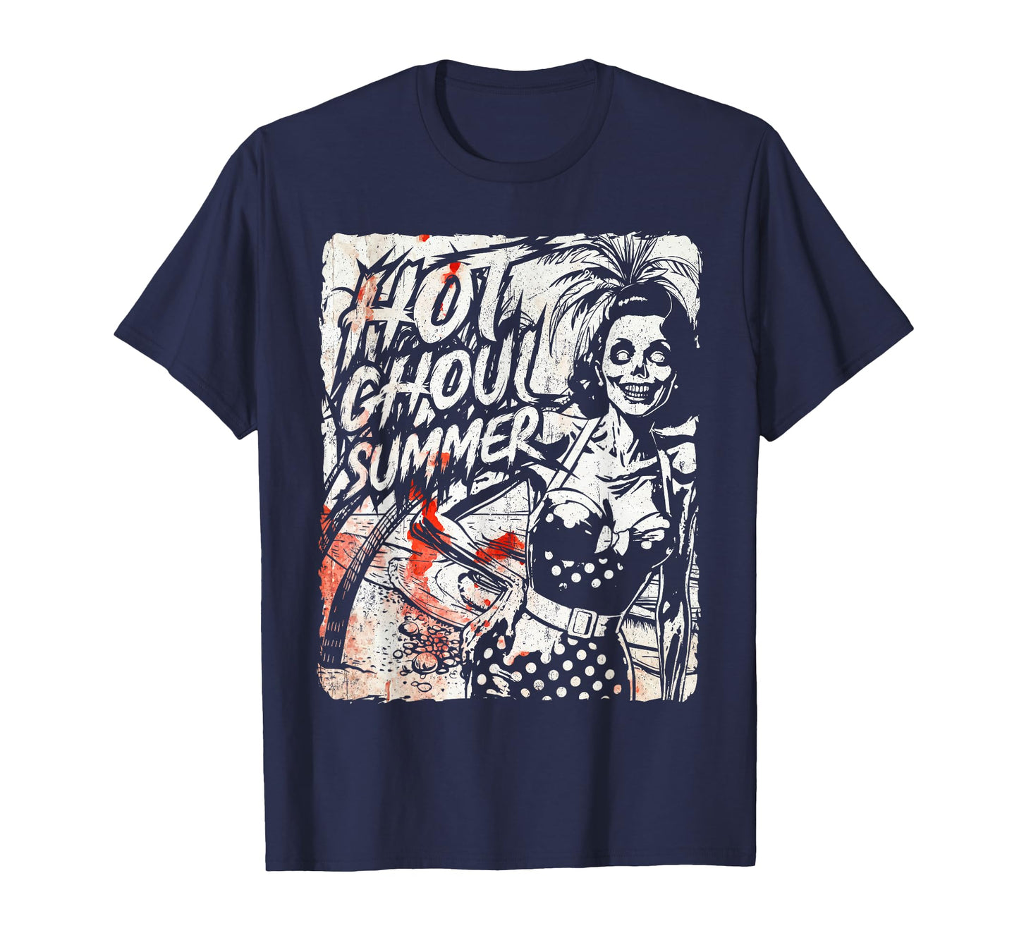 Vintage Hot Ghoul Summer Vibes Halloween Beach Lover Spooky T-Shirt