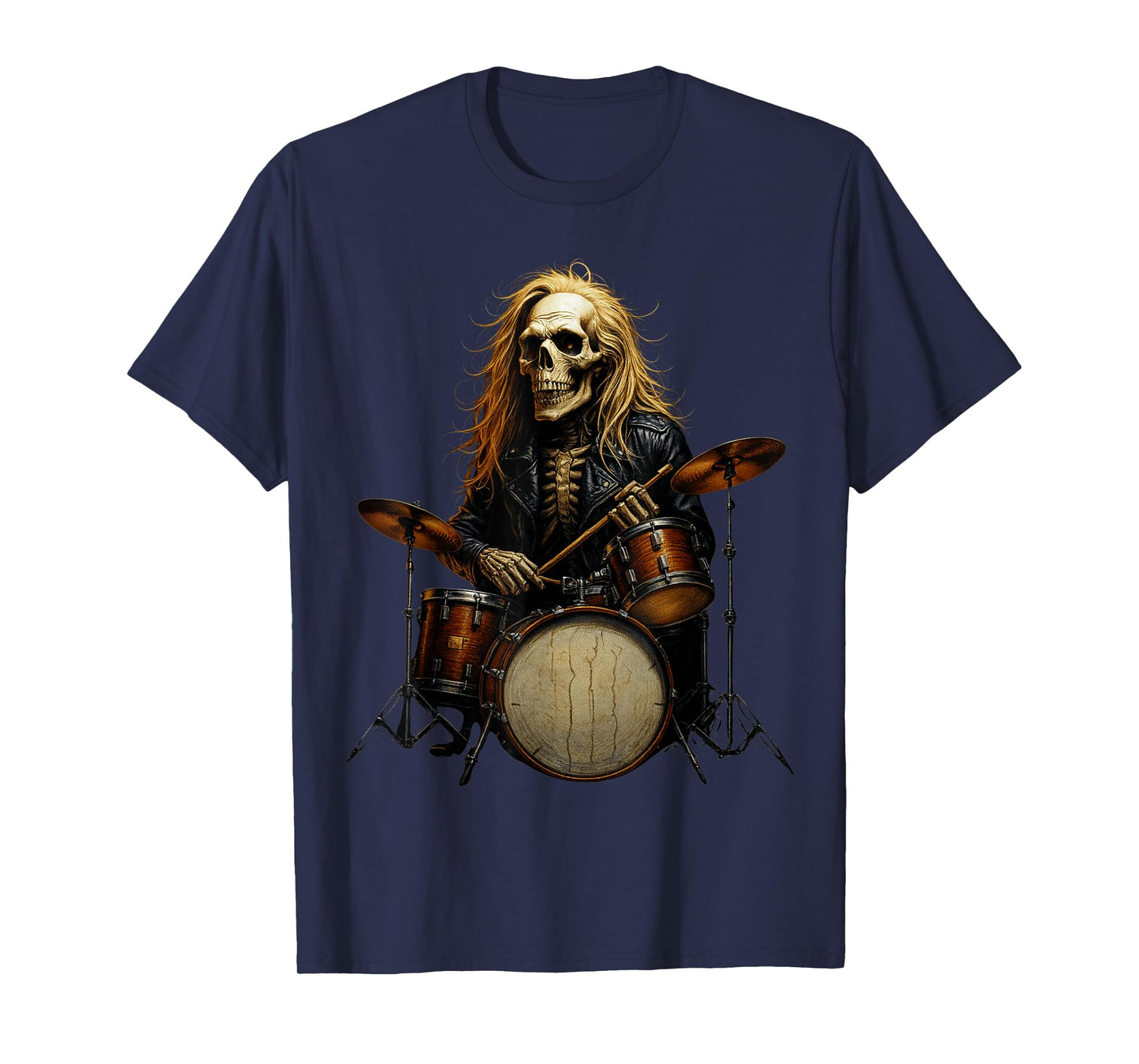 Skeleton Percussionist Drummer Halloween Rock & Roll Music T-Shirt