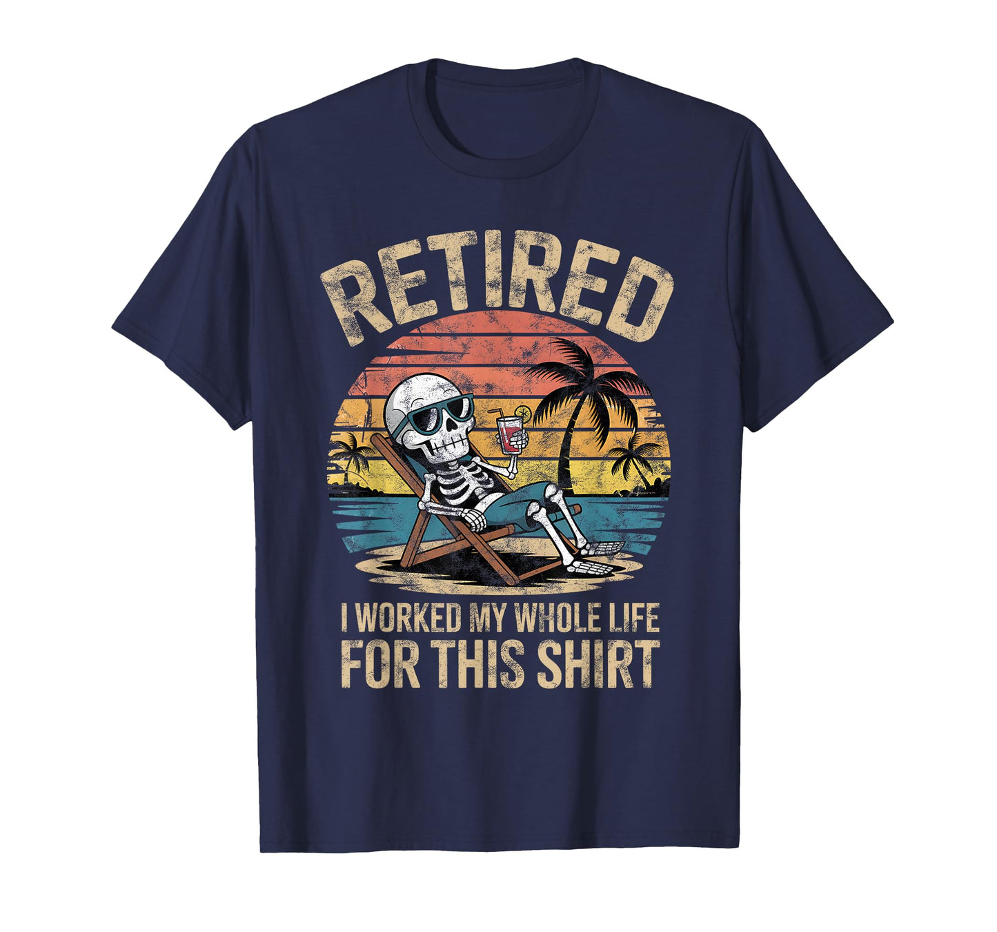 Retro Retired Skeleton Funny Vacation Retirement T-Shirt