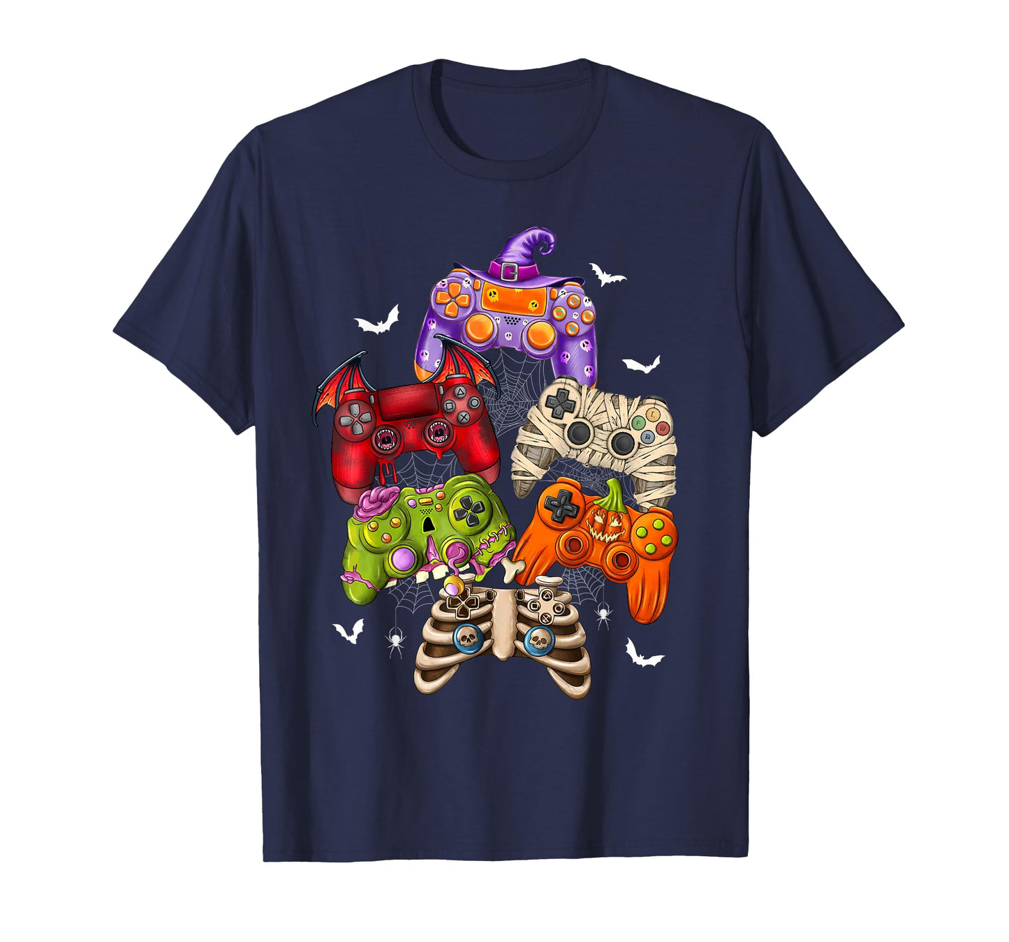 Halloween Skeleton Zombie Mummy Gaming Controllers Boys Kids T-Shirt