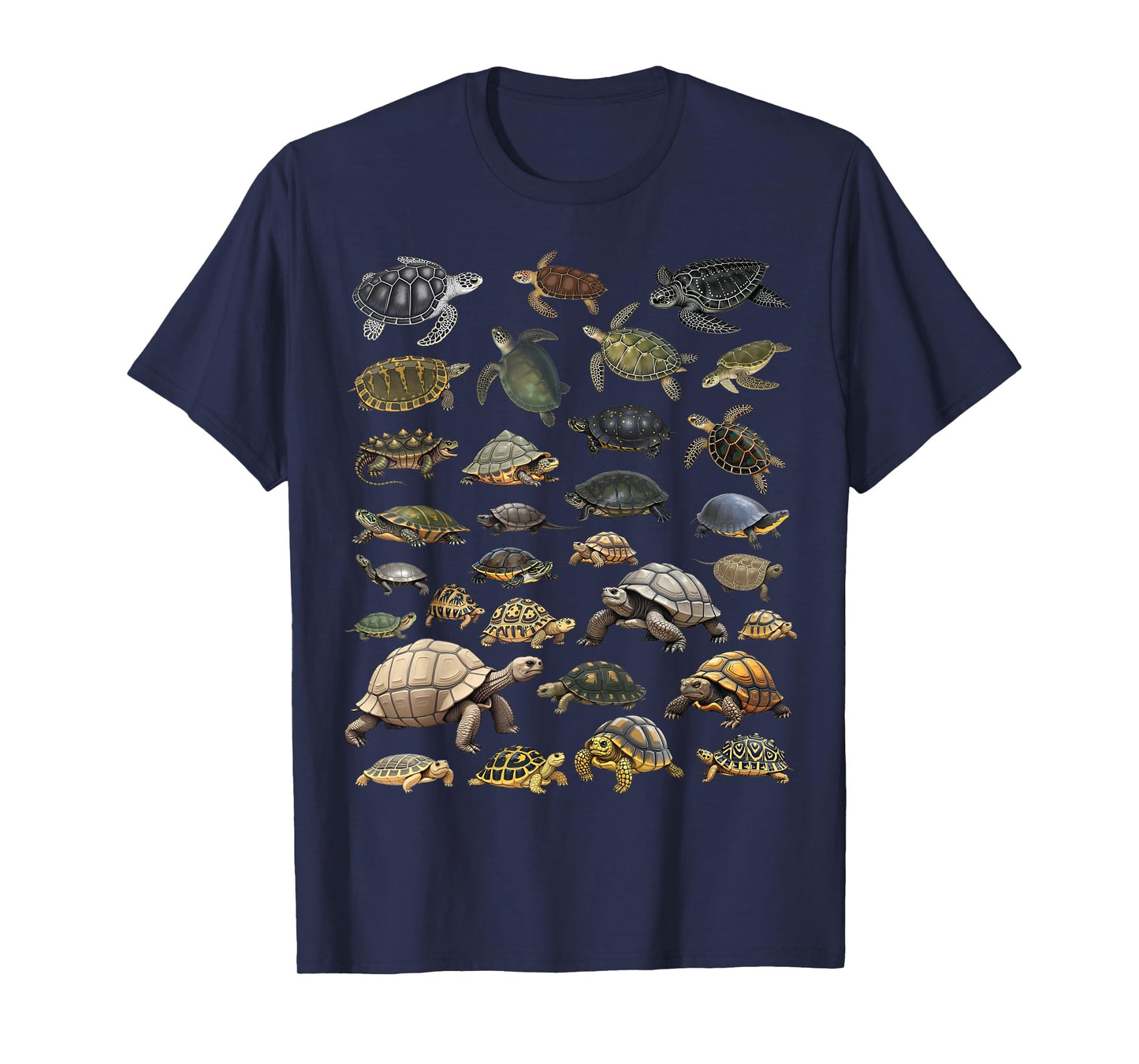 Types of Turtles Sea, Freshwater & Tortoises Species Char T-Shirt
