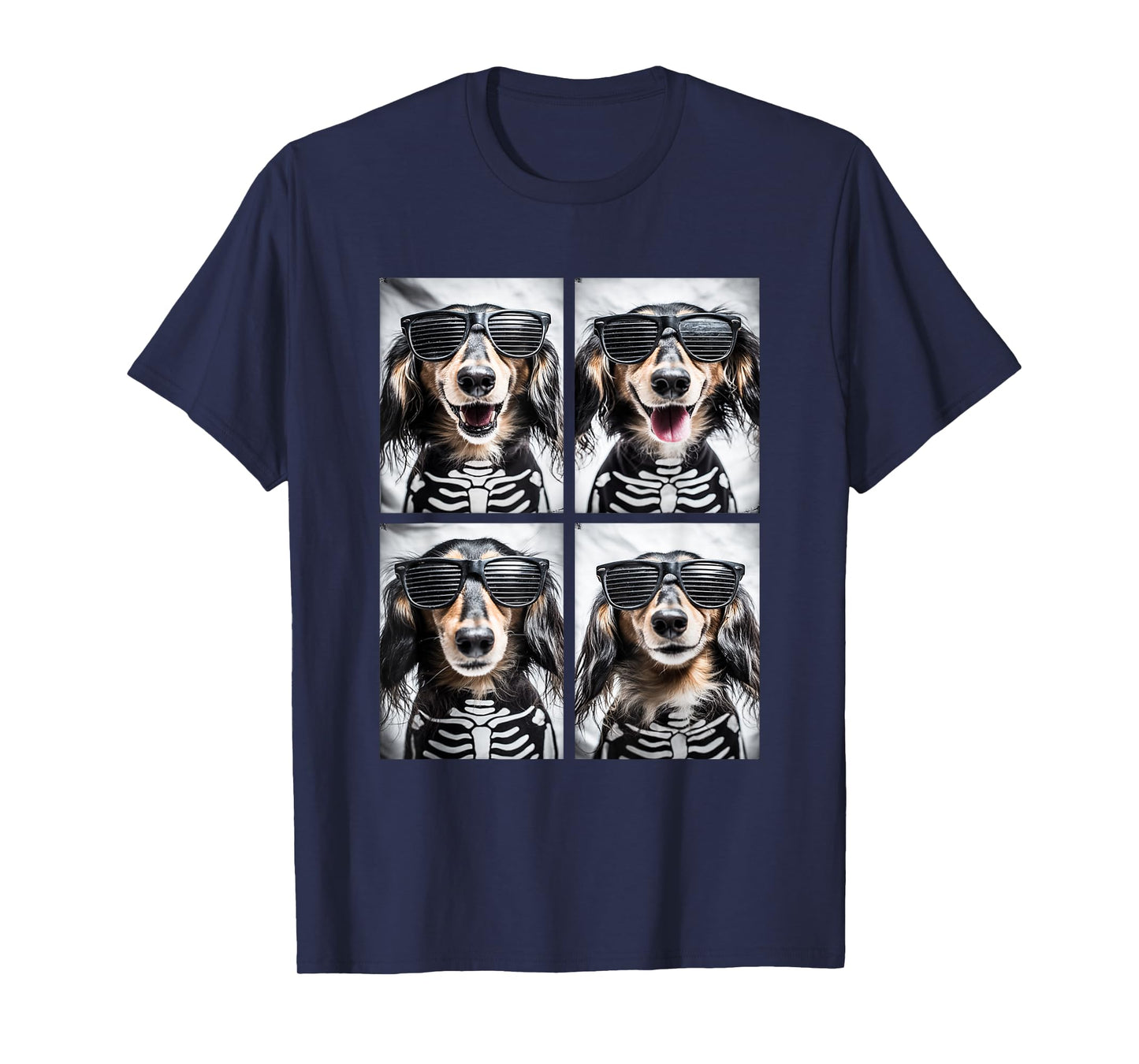 Dachshunds with Sunglasses Skeleton Costume Halloween Dogs T-Shirt