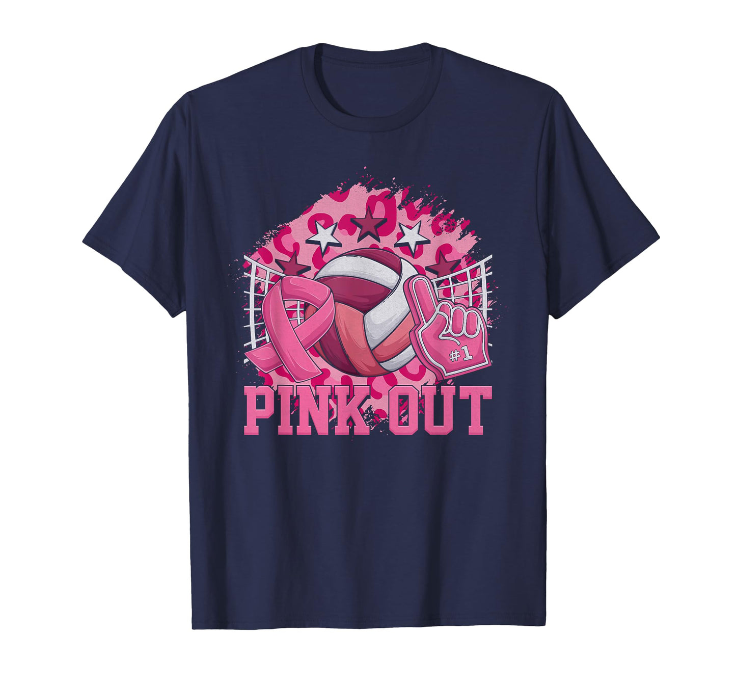 Pink Out Volleyball Pink Ribbon Breast Cancer Awareness T-Shirt