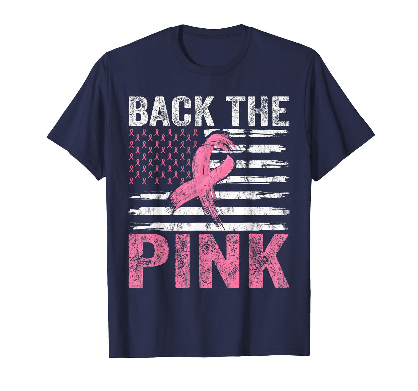 Breast Cancer Awareness USA Flag Design Back The Pink Ribbon T-Shirt