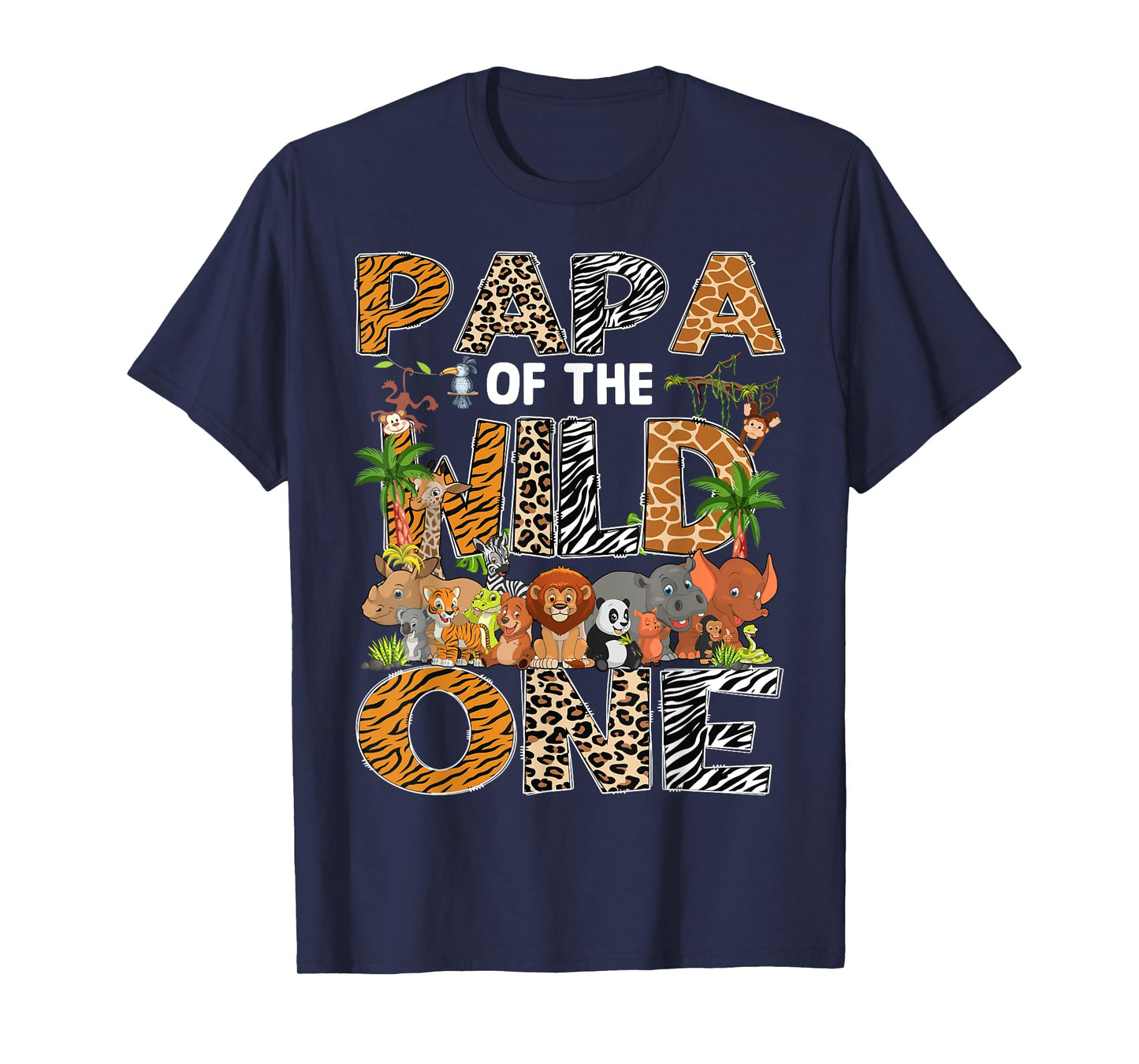 Papa Of The Wild One Safari Zoo Animal 1St Birthday T-Shirt