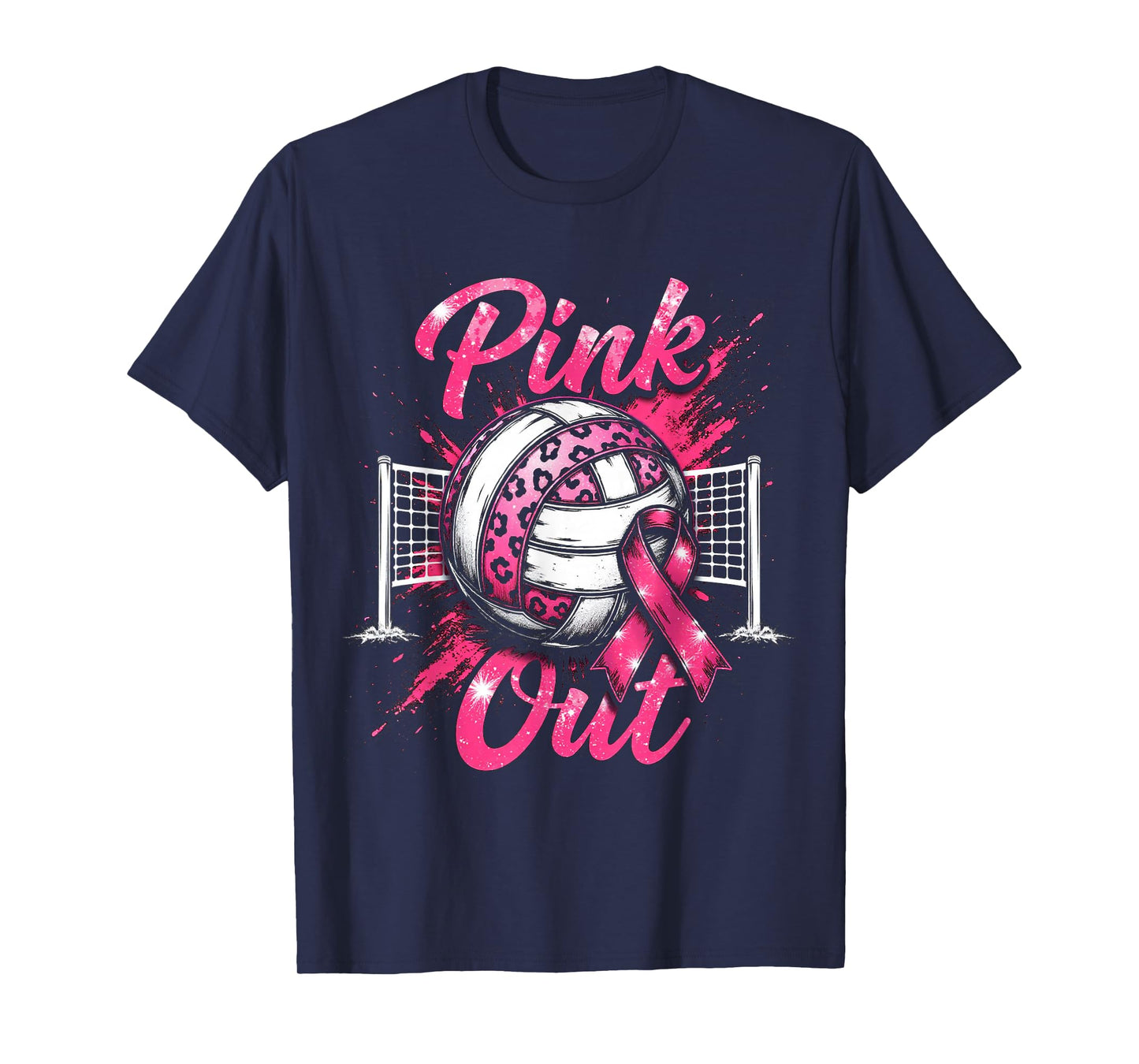 Matching Volleyball Breast Cancer 2025 Squad Support Ribbon T-Shirt