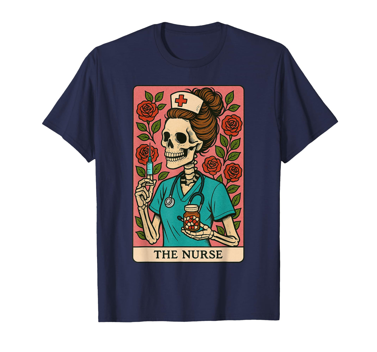The Nurse Skeleton Tarot Card Funny Retro Halloween T-Shirt