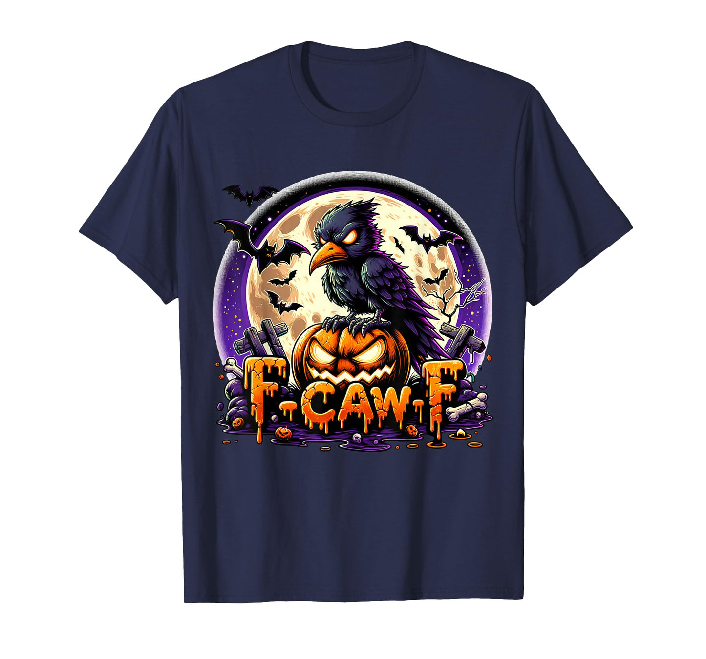 F-CAW-F Crow Funny Offensive Rude Halloween Pumpkin Design T-Shirt